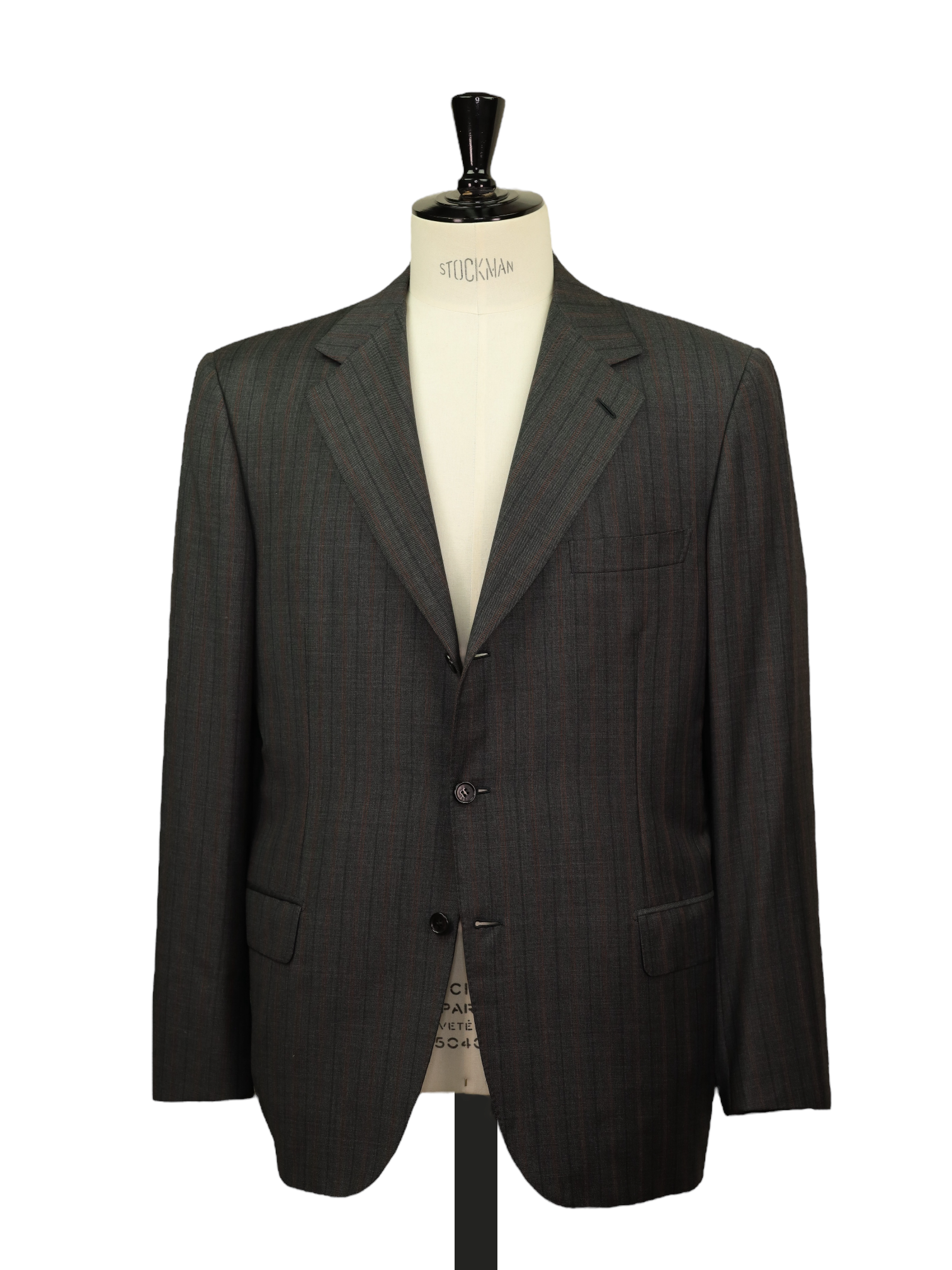 Brioni Grey & Brown Wool Pinstripe Nomentano Jacket
