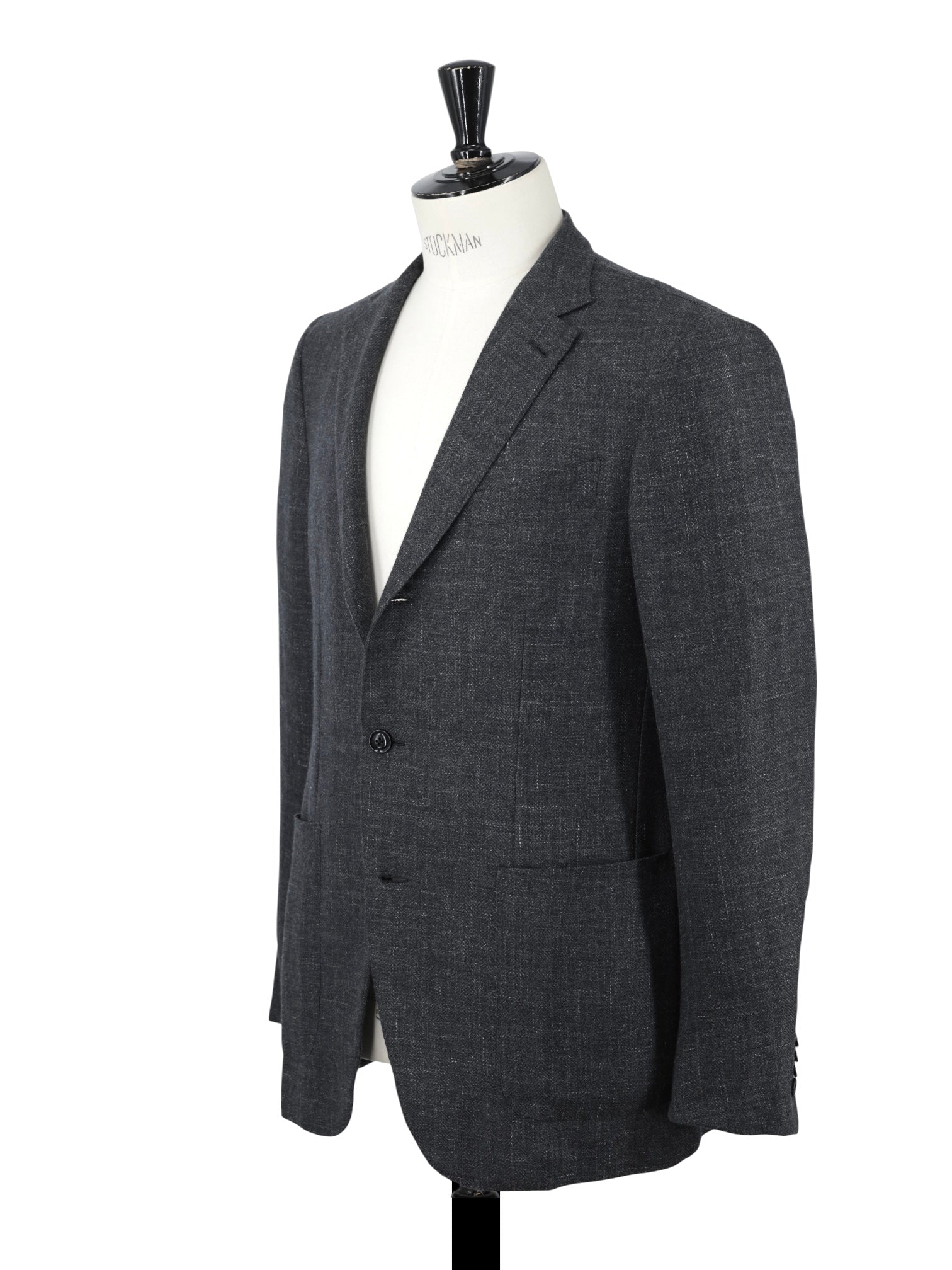 Ermenegildo Zegna Grey Cashmere, Silk & True Hemp Herringbone Milano Easy Jacket