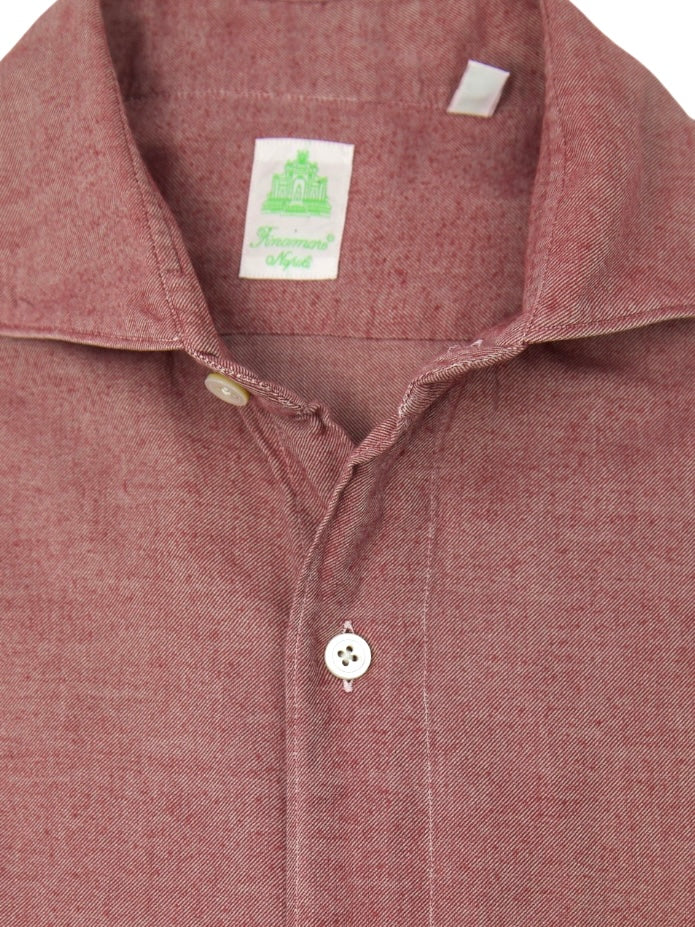 Finamore Vintage Pink Cotton Flannel Winter Shirt