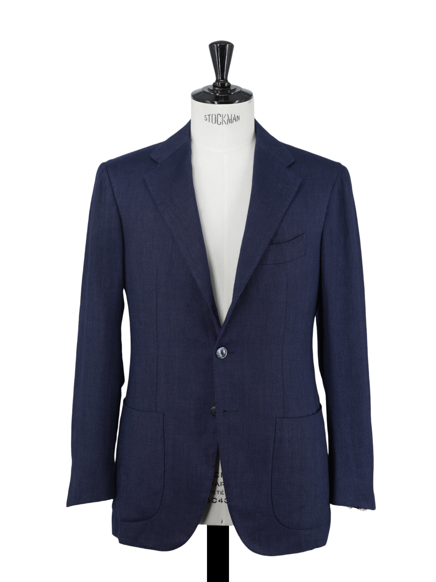 Cesare Attolini Dark Blue Cashmere, Silk & Linen Herringbone Jacket