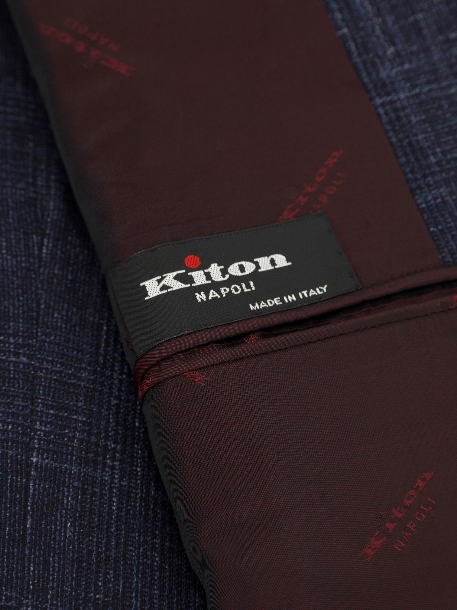 Kiton Dark Blue Cashmere, Wool, Silk & Linen Double Breasted Glenplaid Suit