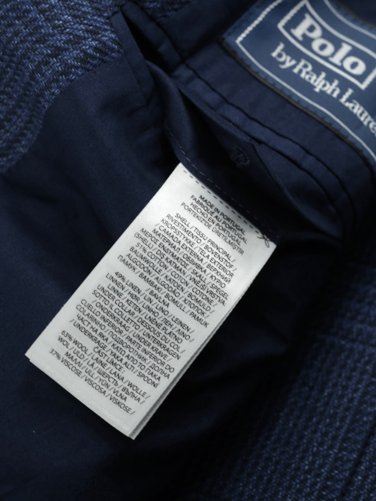 Ralph Lauren Blue Cotton & Linen Prince of Wales Jacket