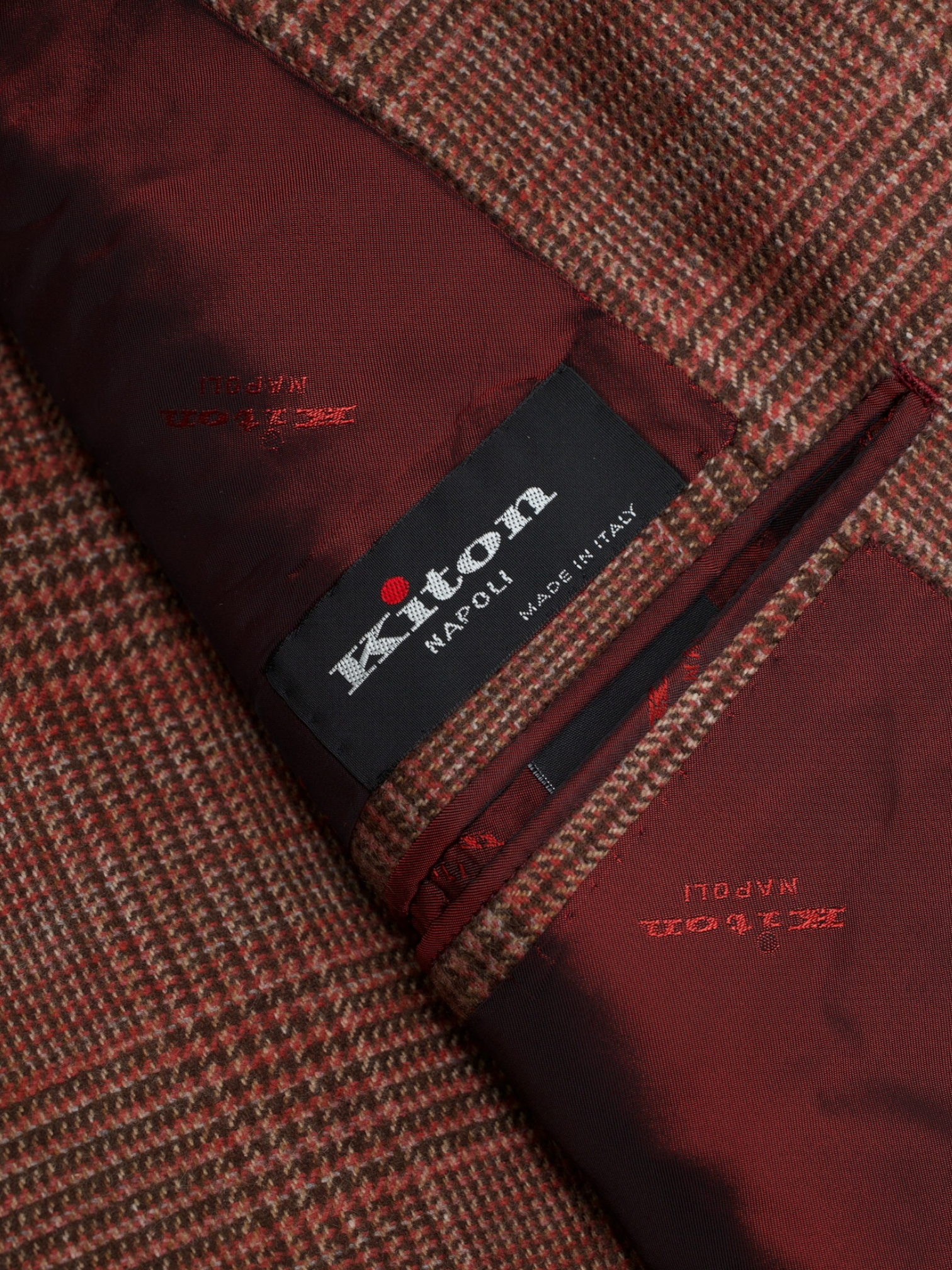 Kiton Burnt Orange Pure Cashmere Prince of Wales Jacket