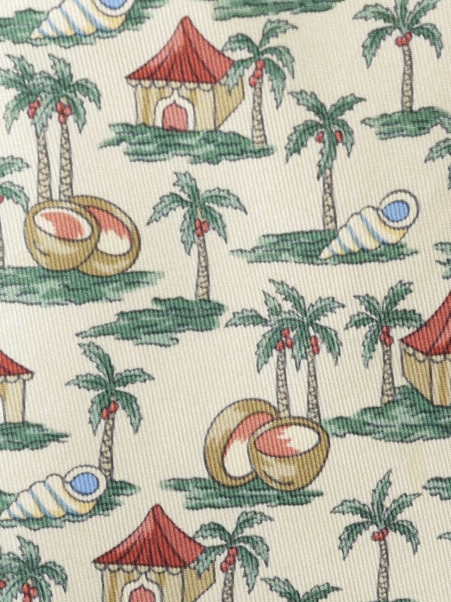 Hermès Light Brown Silk Caribbean-Island Pattern Tie