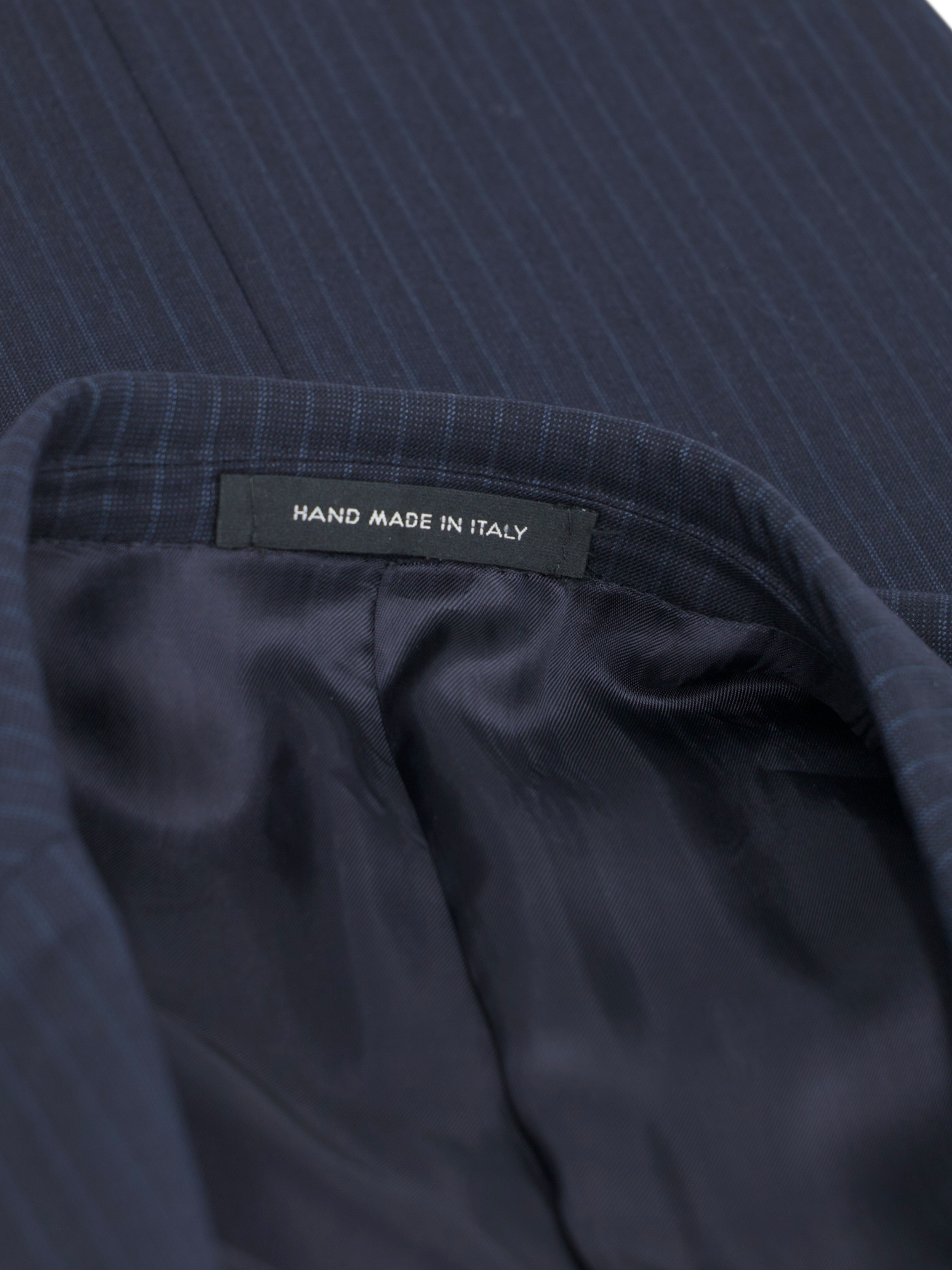 Caruso Navy Wool & Silk Pinstripe Lungo Suit