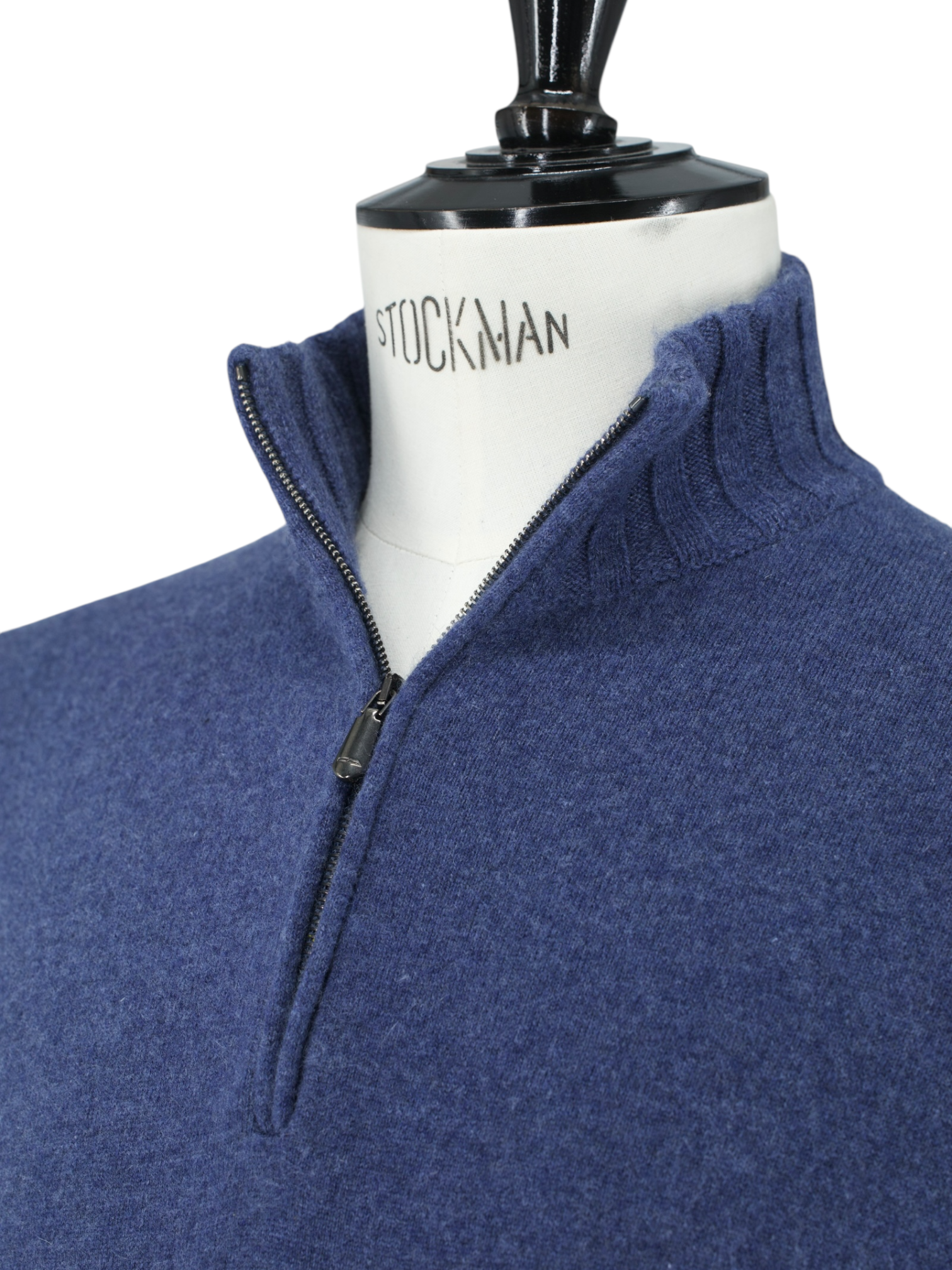 Cesare Attolini Blue Duvet Cashmere Quarter-Zip Sweater