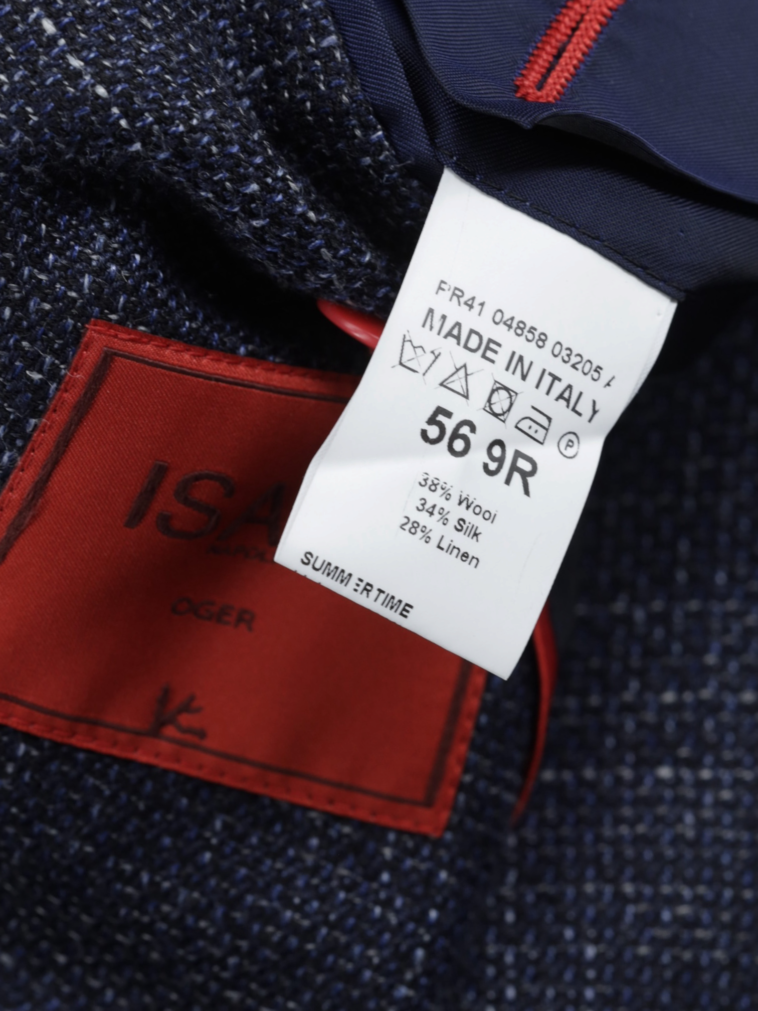 Isaia Blue Wool, Silk & Linen "Amalfi" Summertime Jacket