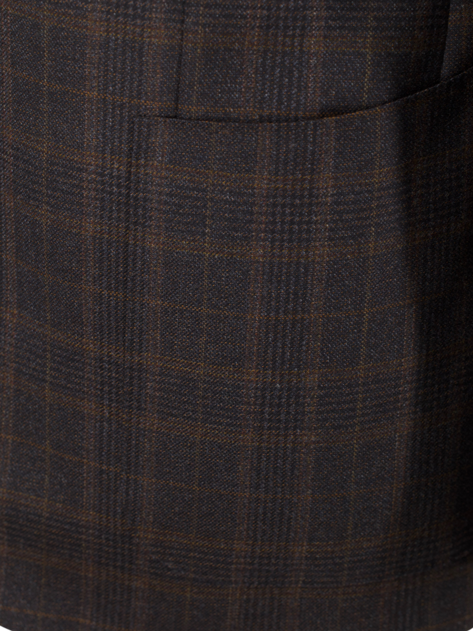 Caruso Castagne Brown Fine-Wool Prince of Wales Jacket