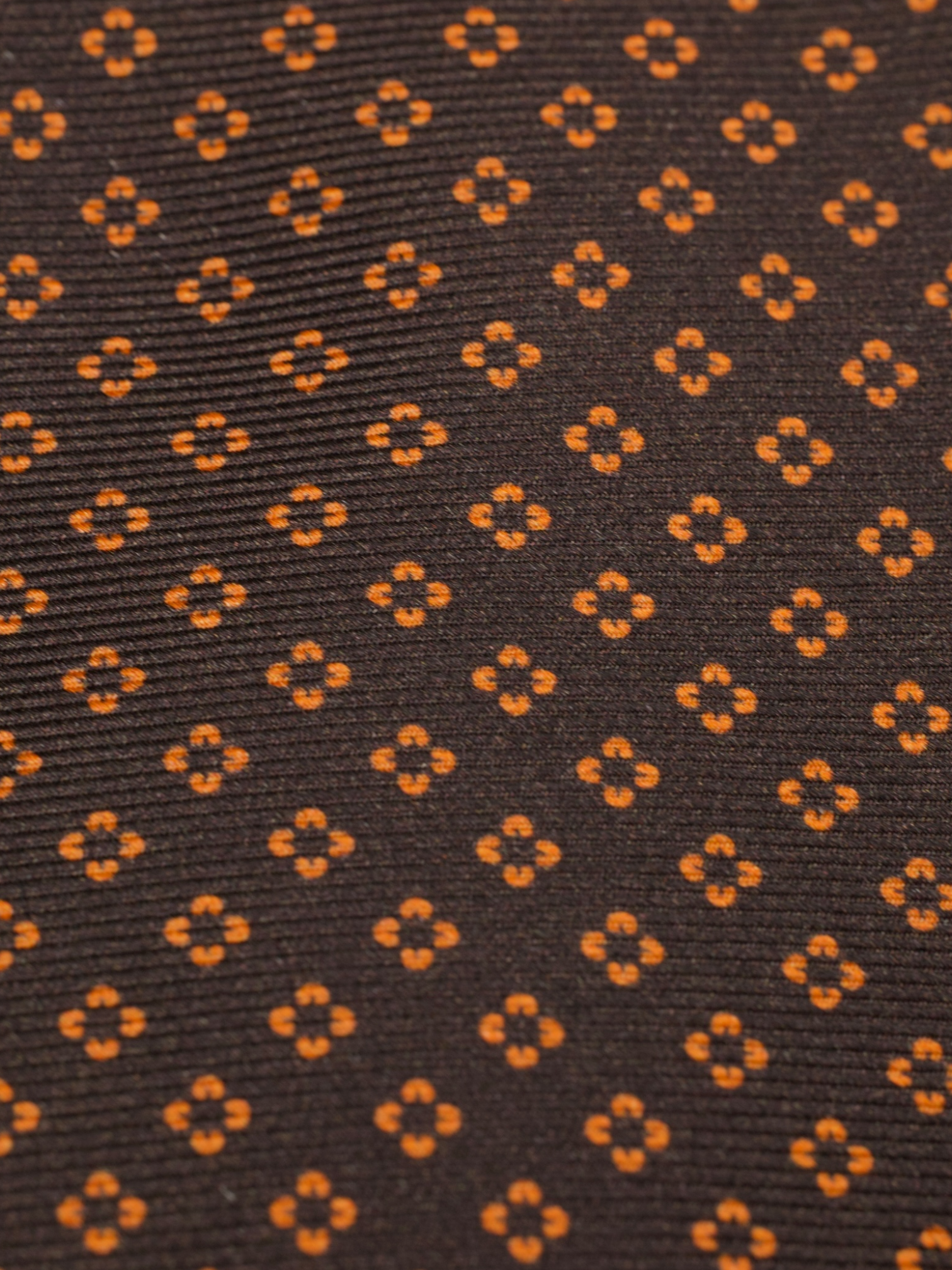Kiton 5-Fold Brown & Orange Silk Floral Pattern Tie