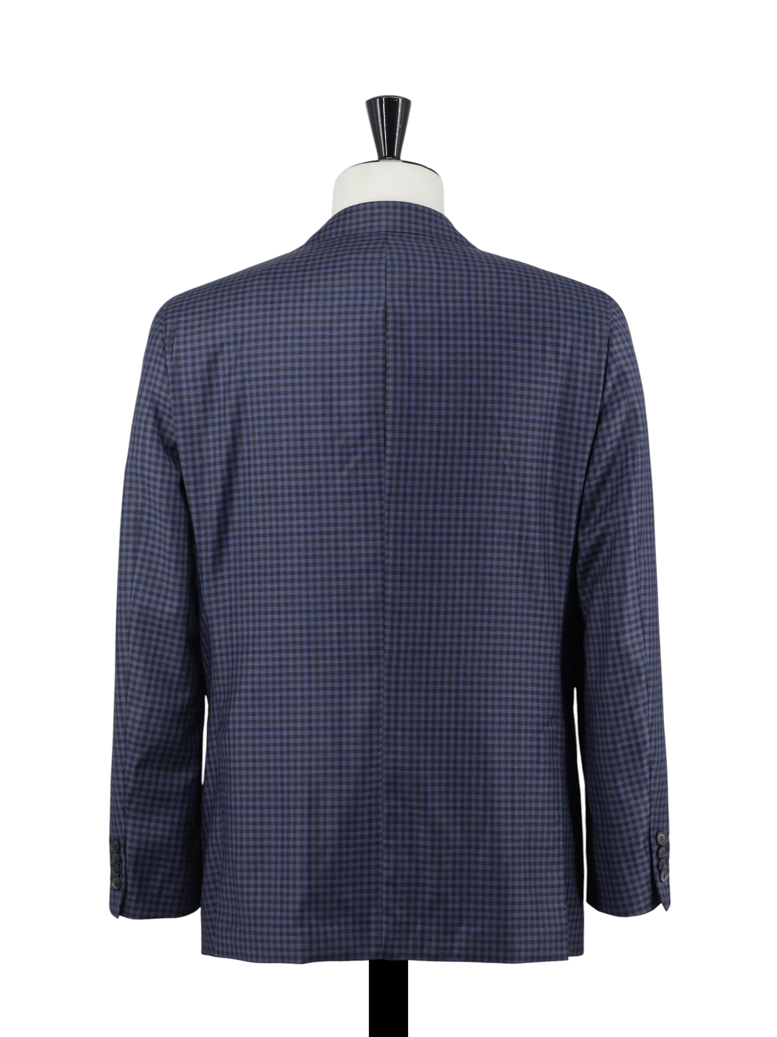 Caruso Steel Blue & Castagne Brown Super 130's Wool Gingham-Check Jacket