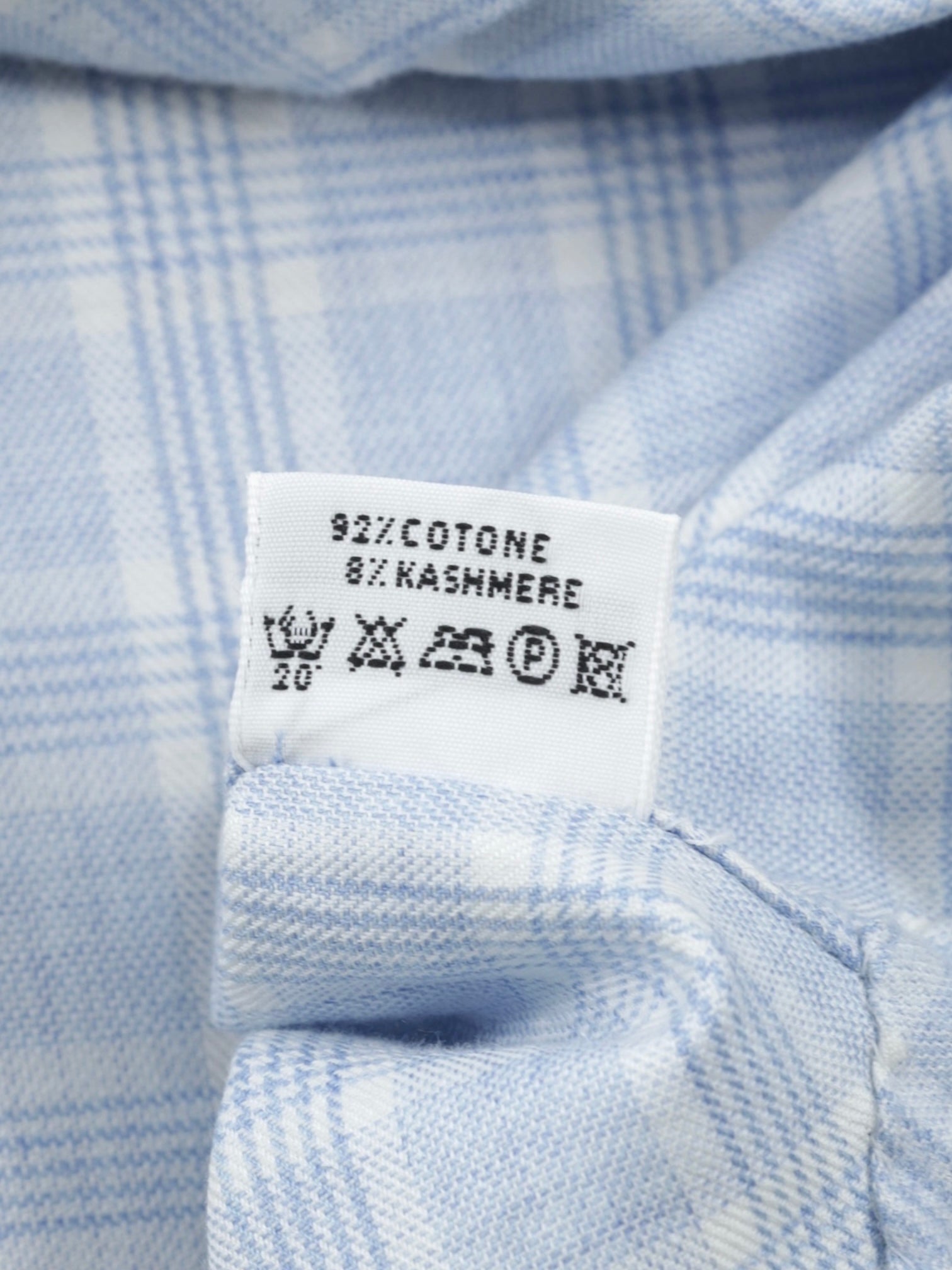 Cesare Attolini Light Blue Cotton & Cashmere Flannel Plaid Shirt