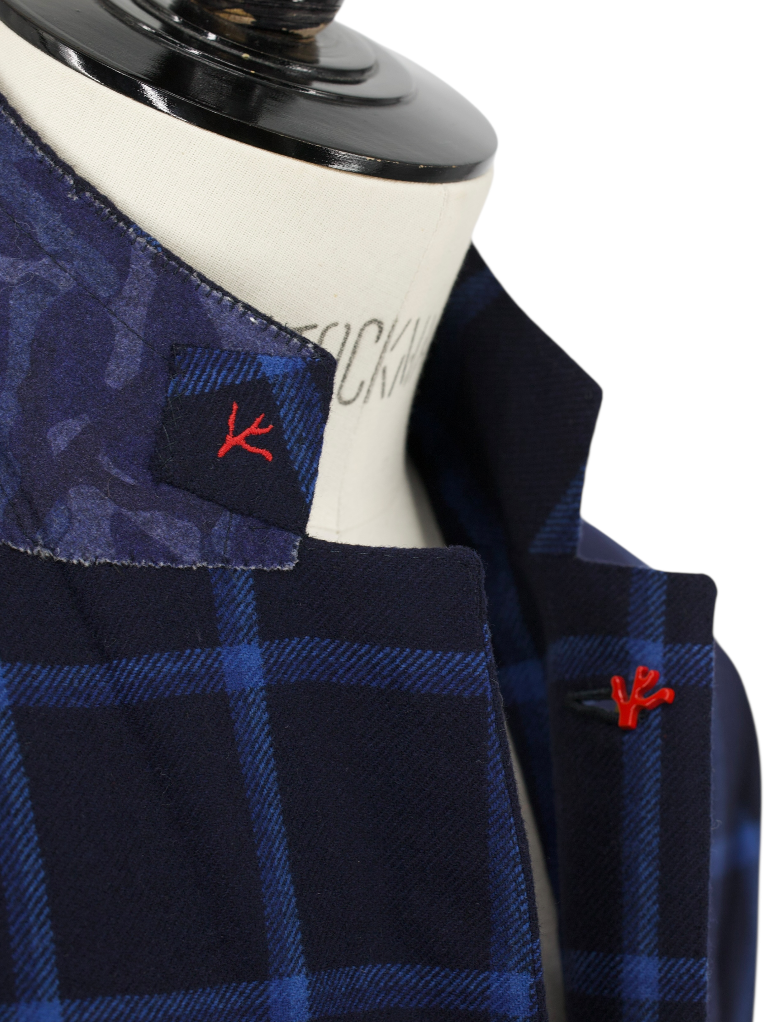 Isaia Navy & Azure Blue Wool Windowpane Jacket
