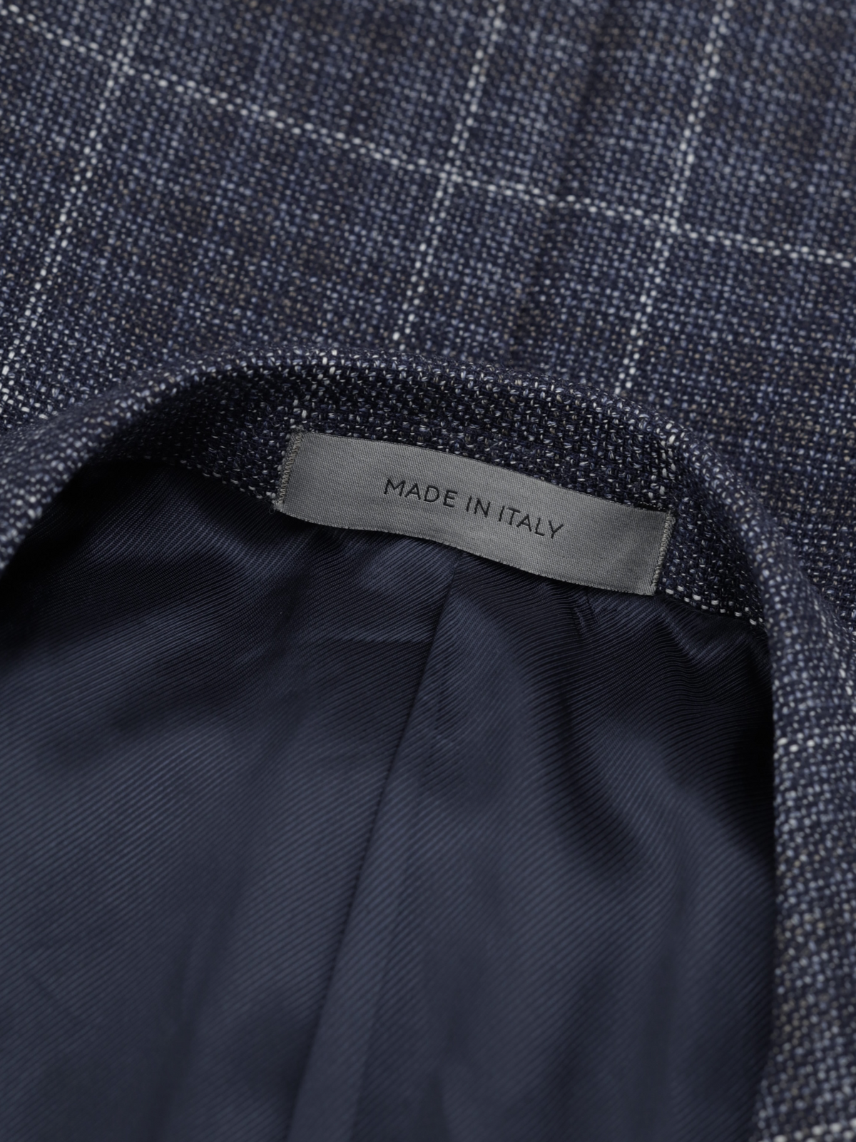 Corneliani Blue Wool Micro-Pattern Windowpane Gate Jacket
