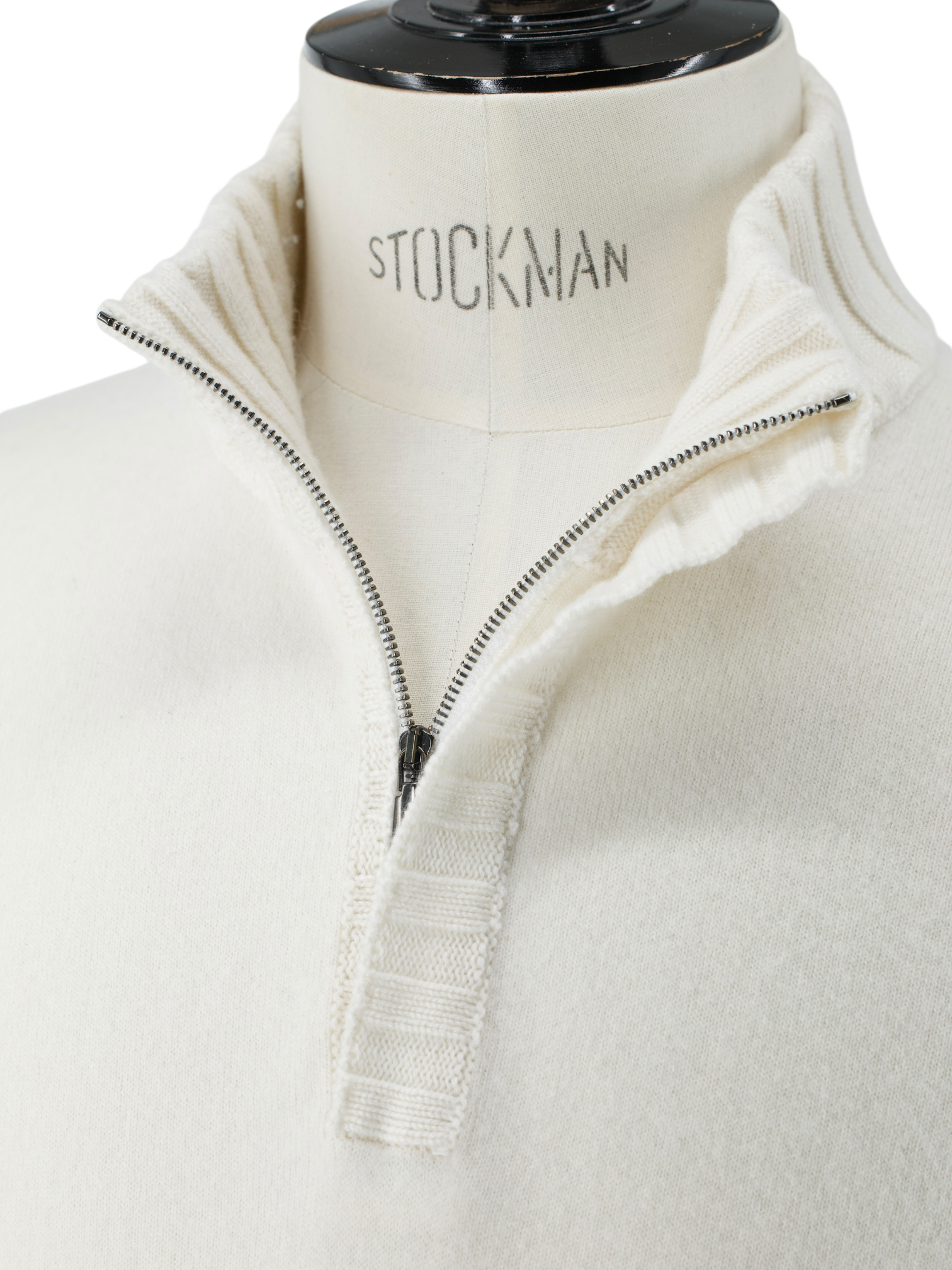 Cesare Attolini White Duvet Cashmere Half-Zip Knitwear