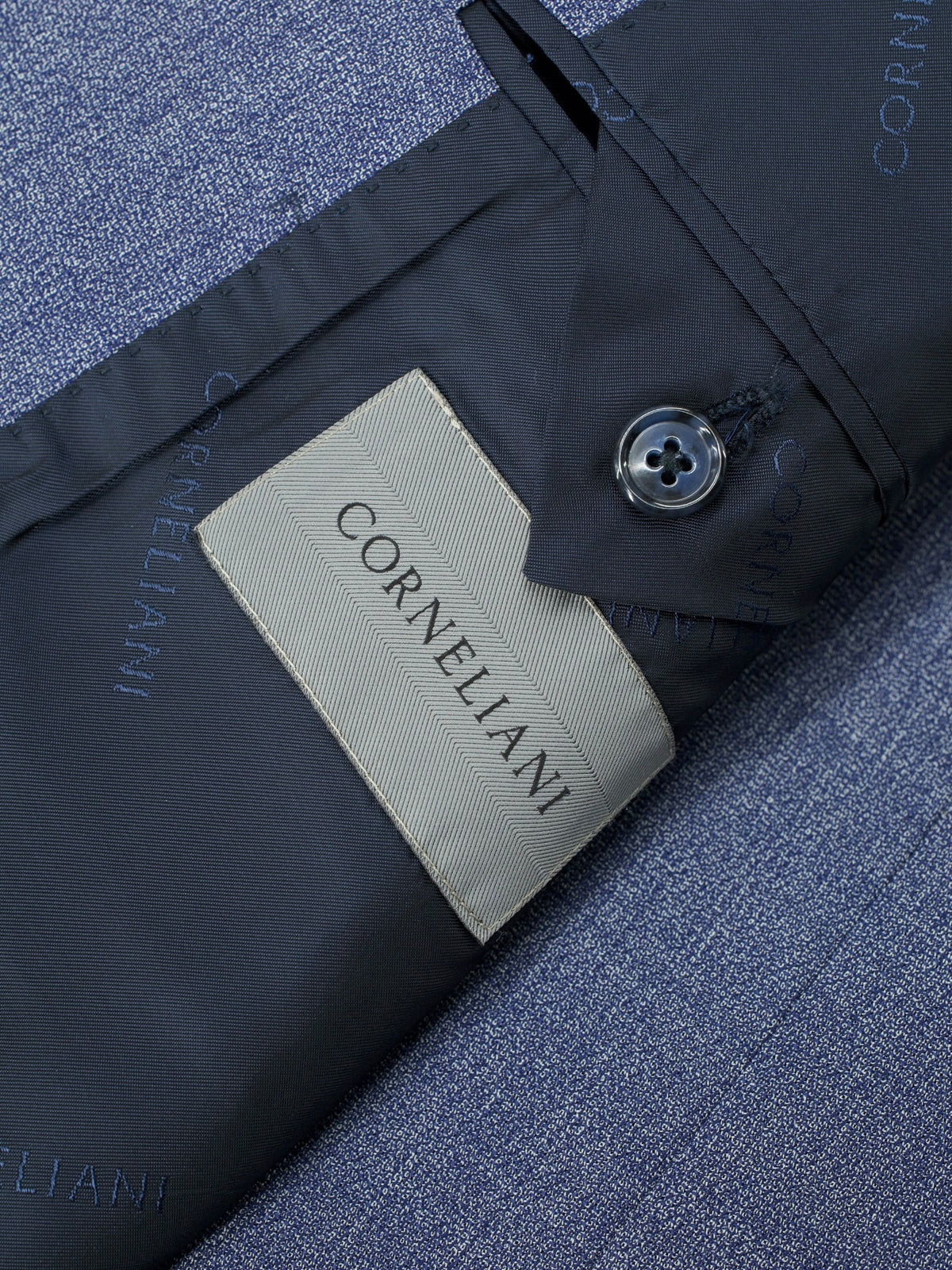 Corneliani Steel Blue Wool Micro-Pattern Suit