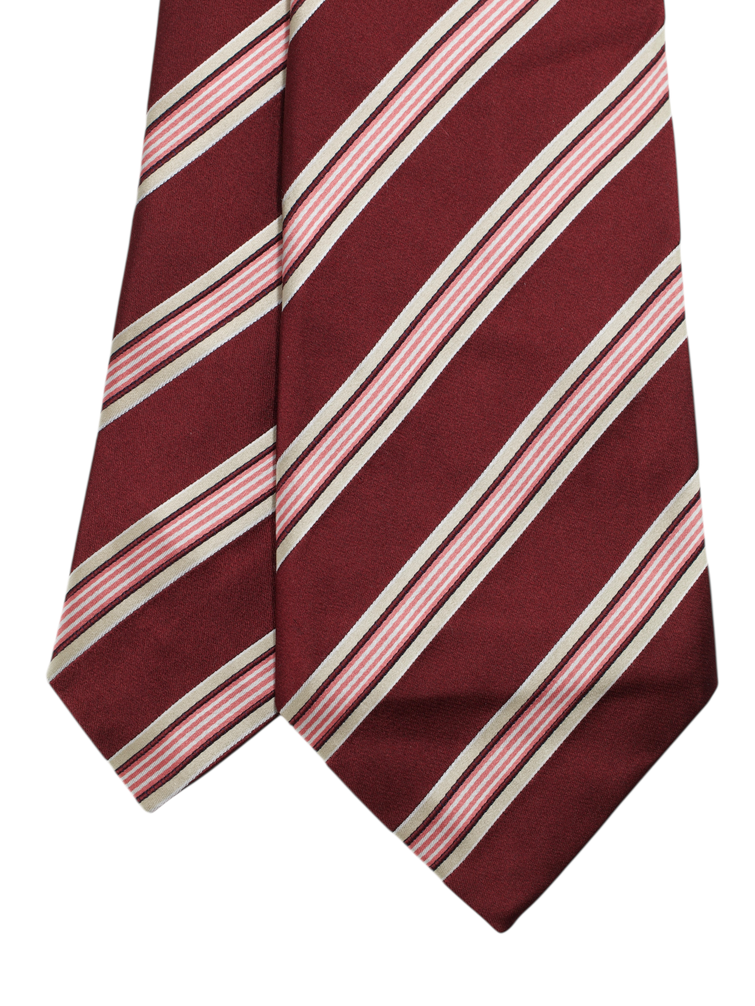 Luigi Borrelli 5-Fold Burgundy & Pink Multi-Striped Business Tie
