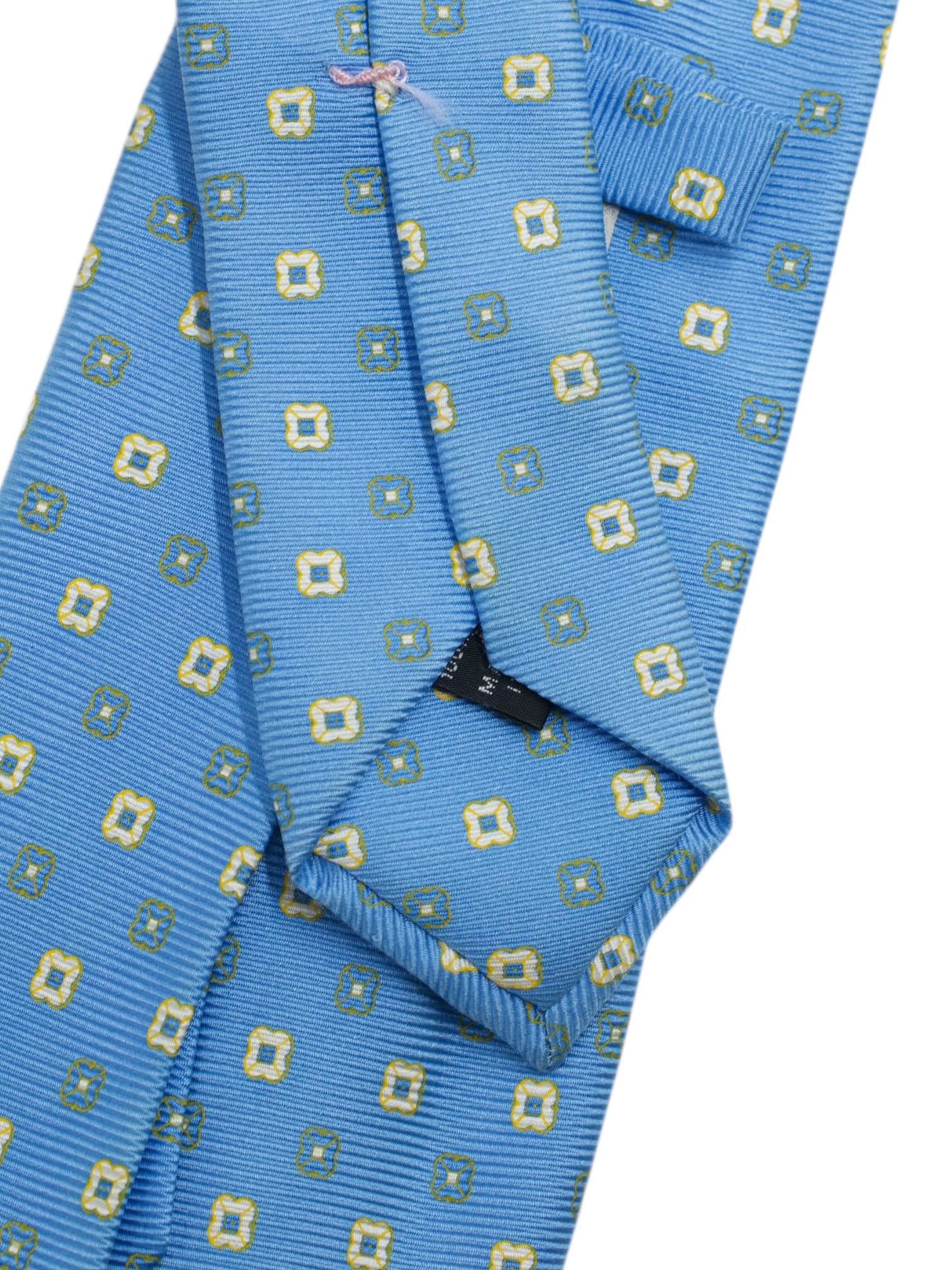 Luigi Borrelli 5-Fold Sky Blue & Light Green Silk Floral Pattern Tie