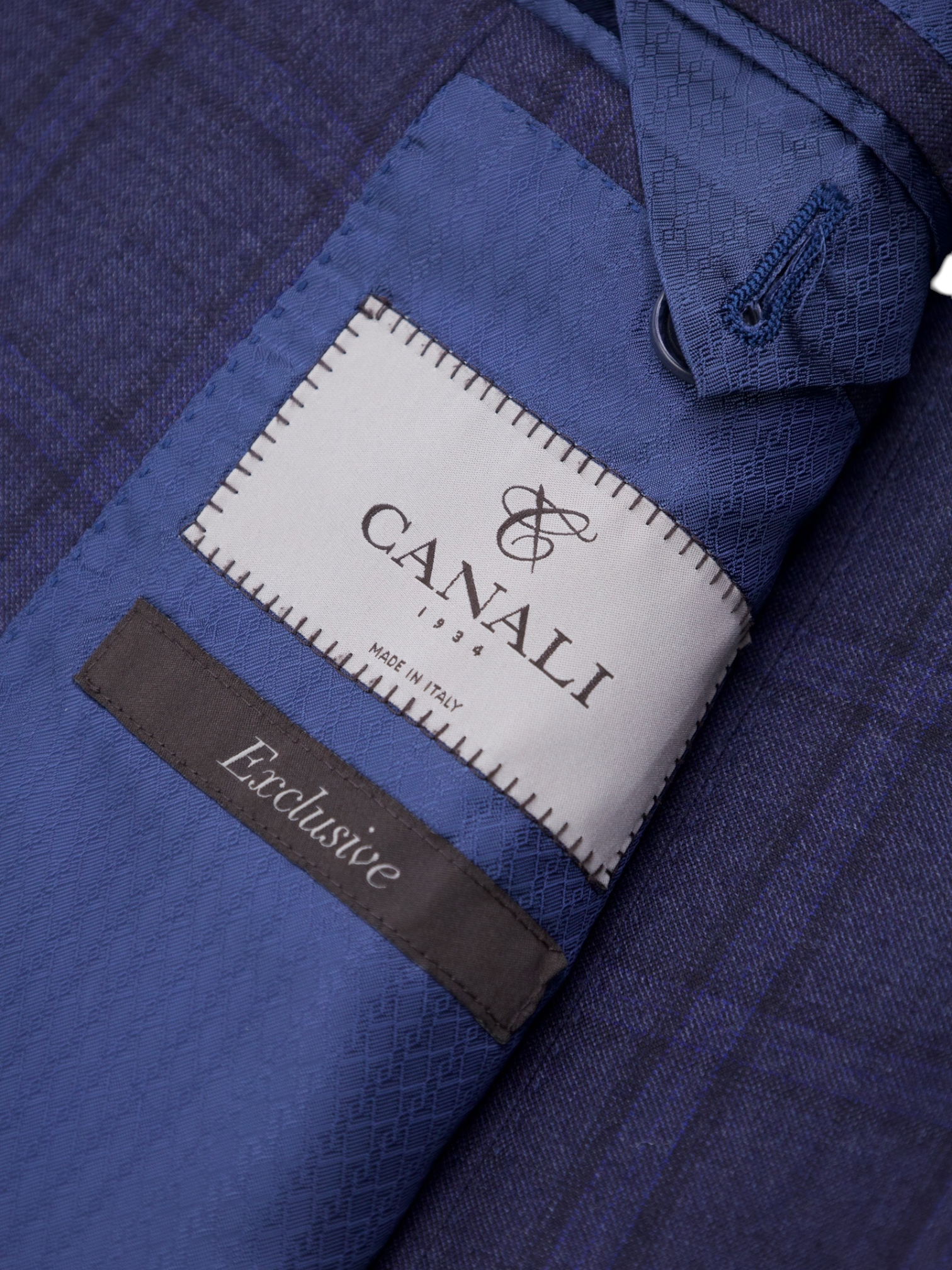 Canali Blue "Exclusive" Wool Windowpane Suit + Extra Trousers