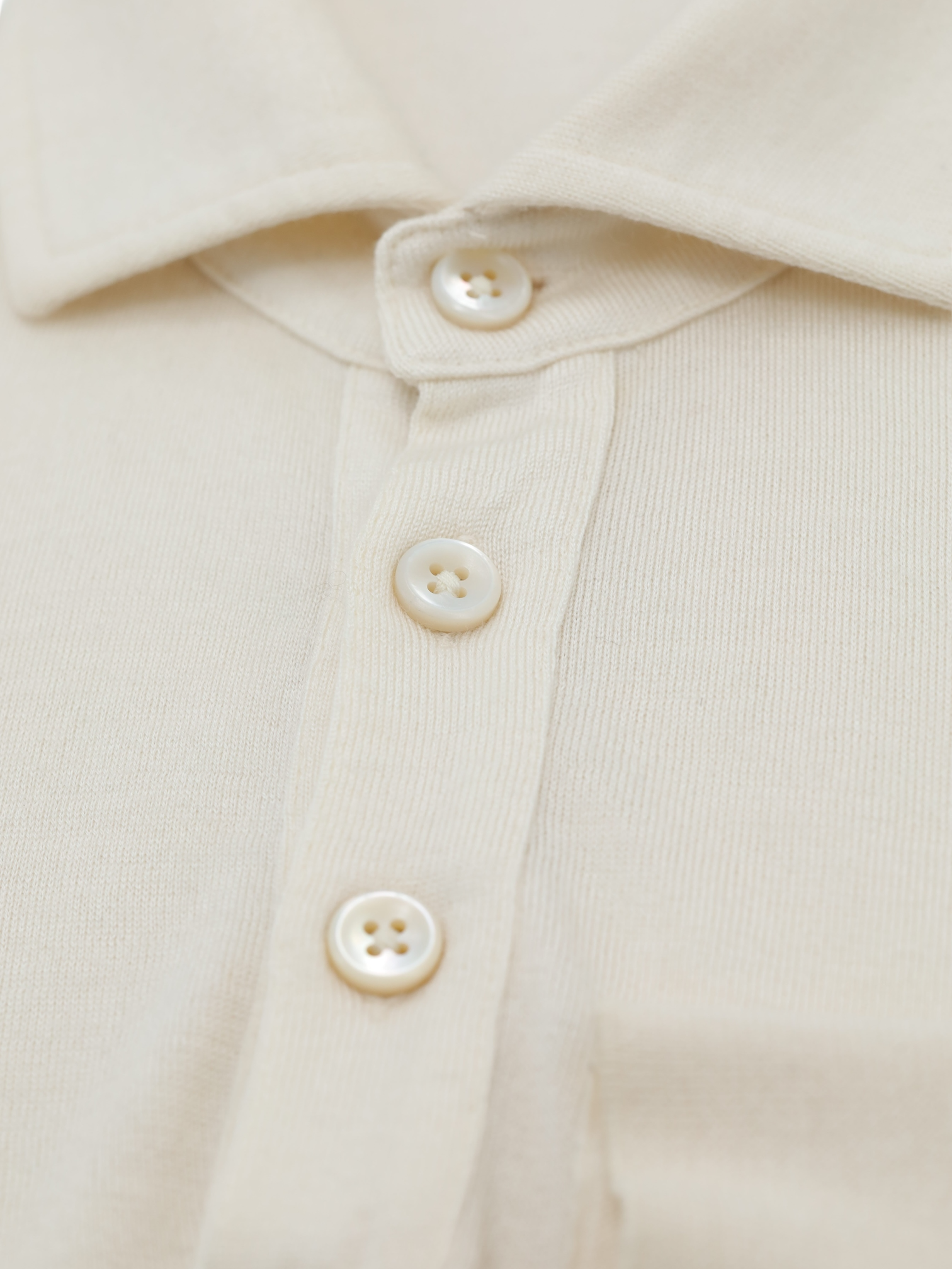 Fioroni Cream Cashmere & Silk Knitted Long-Sleeve Polo Shirt