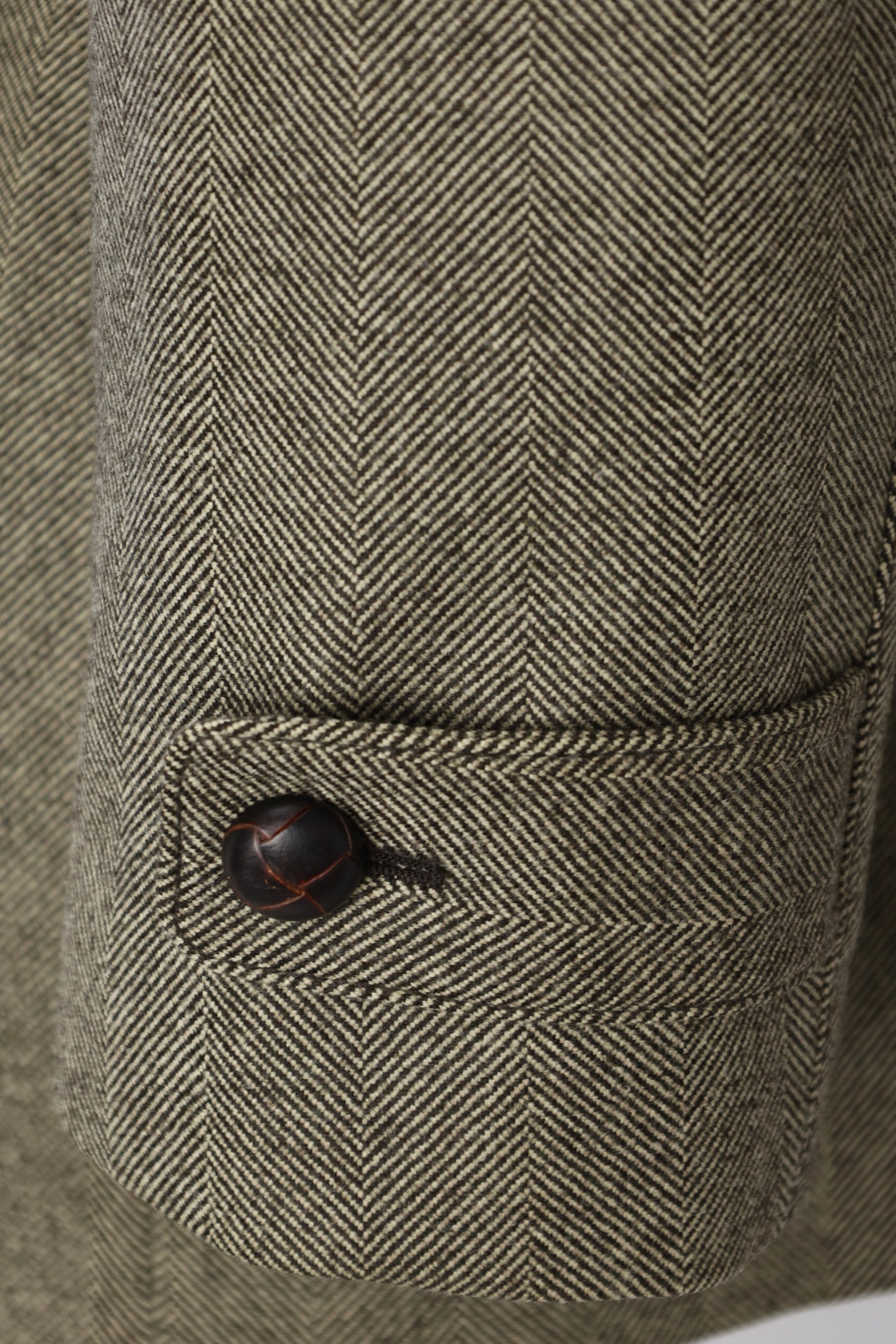 Brioni Light Brown Storm System® Herringbone Double-Breasted Peacoat