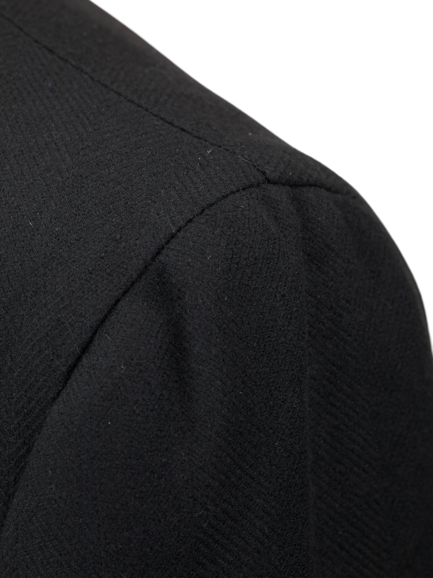 Orazio Luciano Black Virgin-Wool Herringbone Polocoat