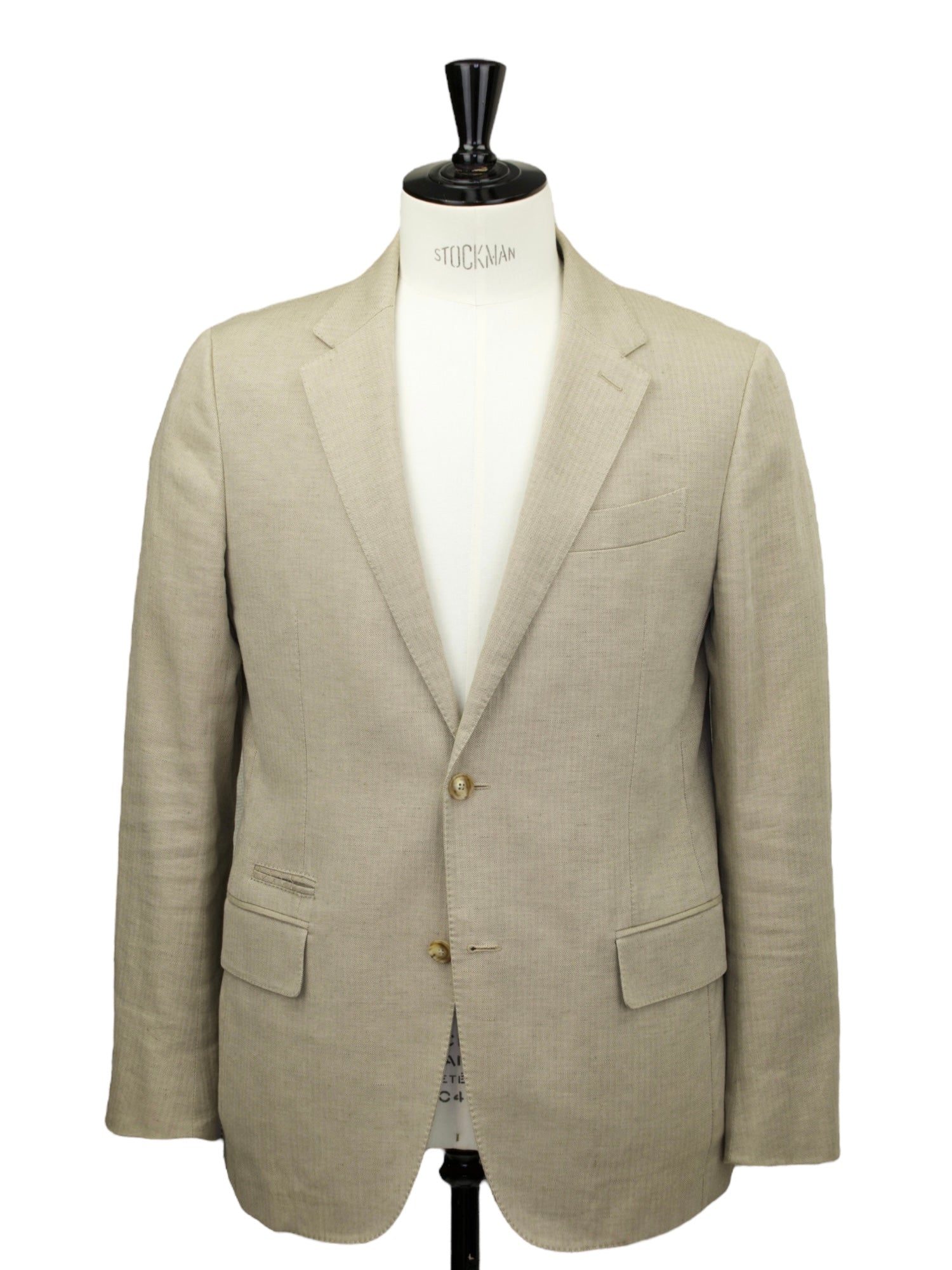Ermenegildo Zegna Beige Cotton & Linen Herringbone Jacket