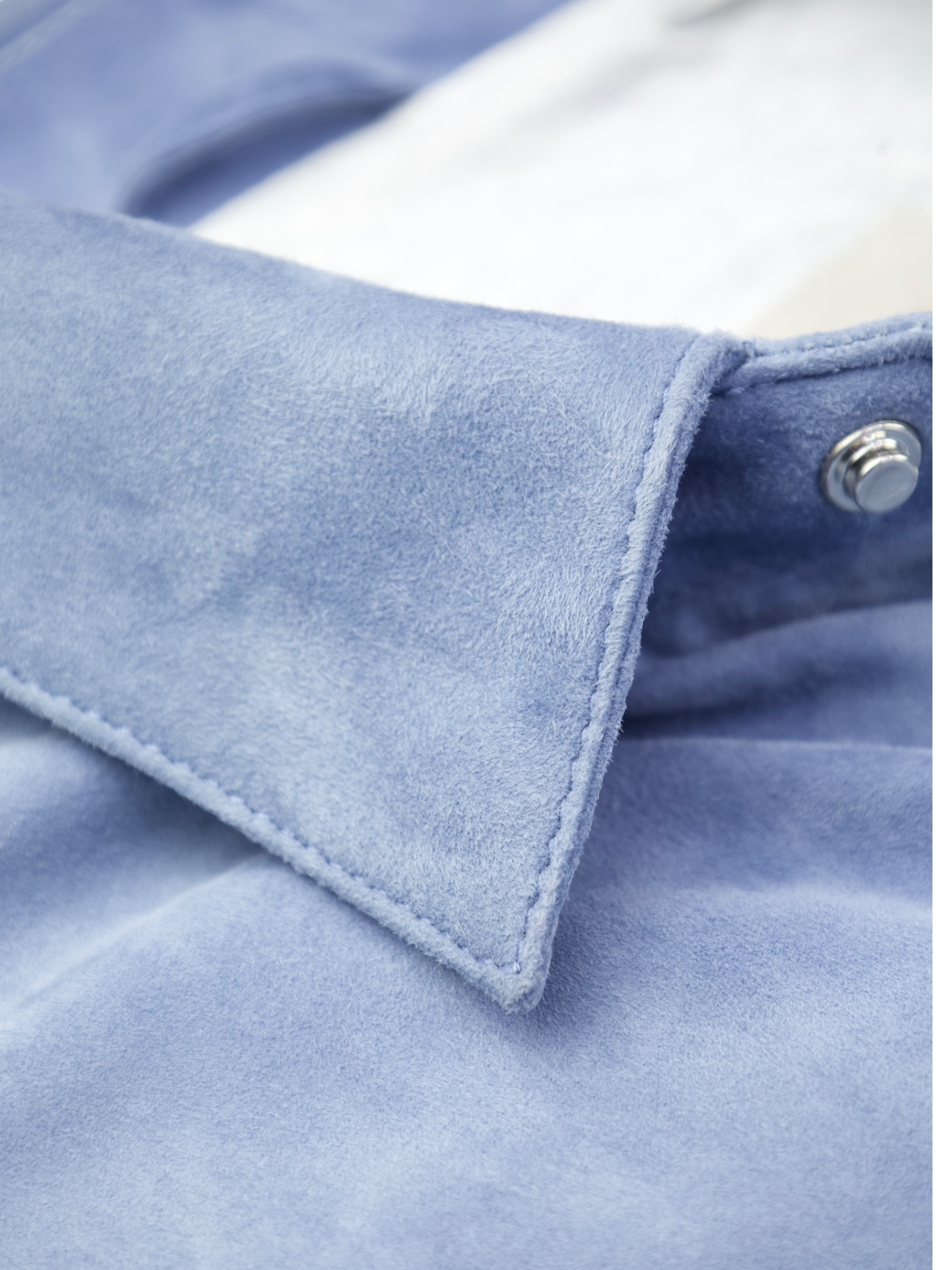 Mandelli Light Blue Goatskin Suede Overshirt Jacket