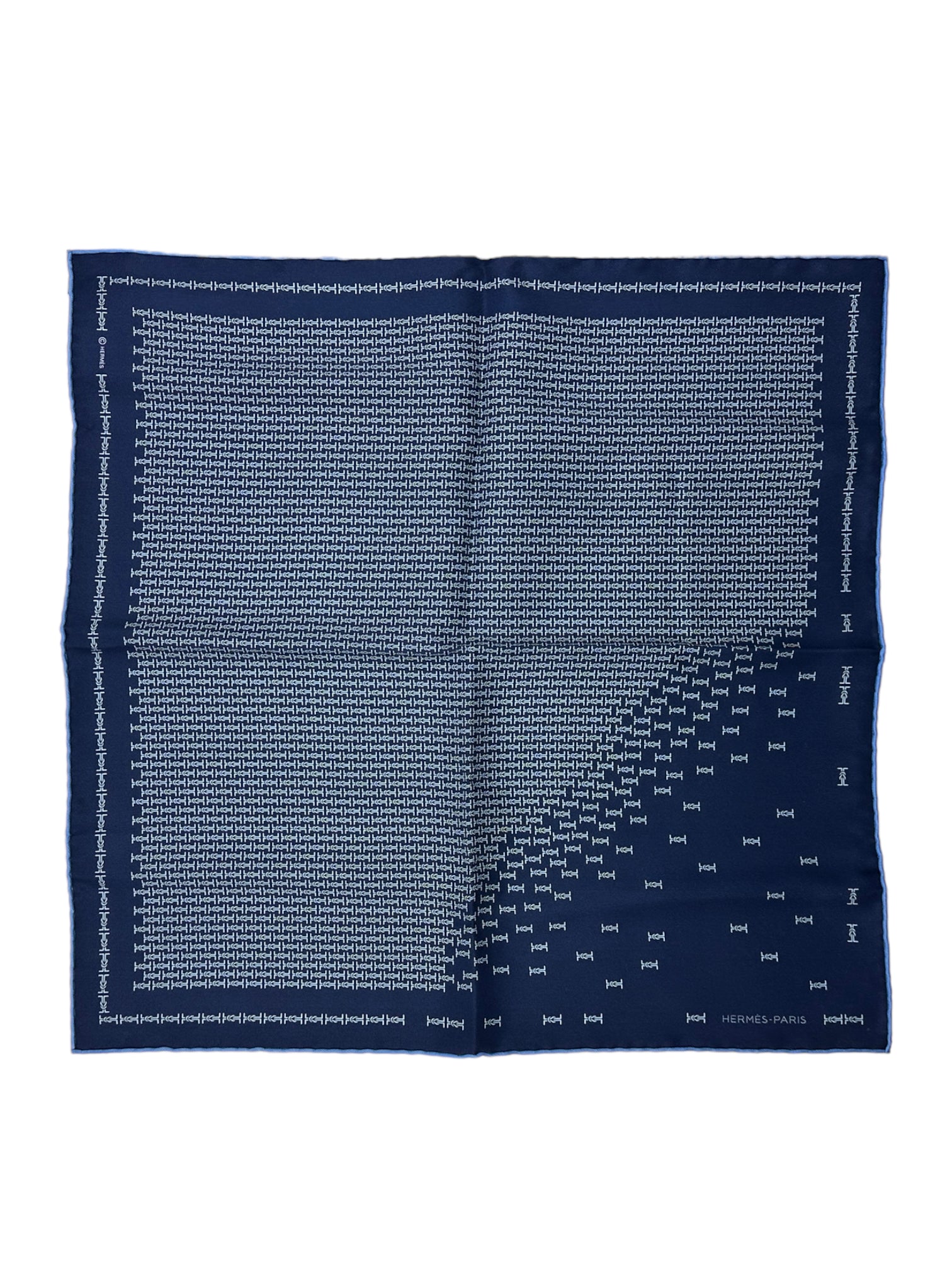 Hermès Blue Geometric Silk Pocketsquare