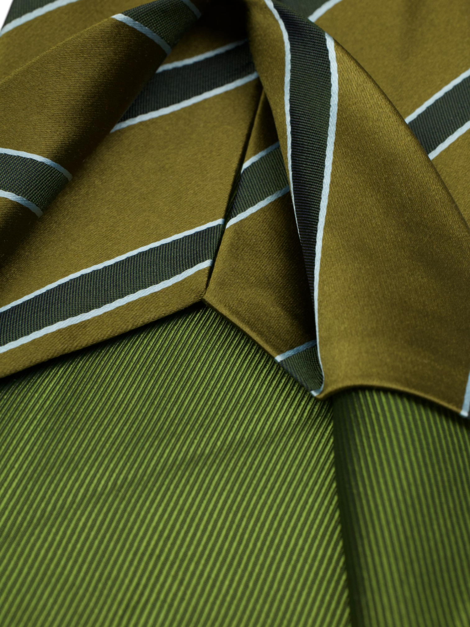 Kiton 5-Fold Bronze & Dark Brown Silk Striped Tie