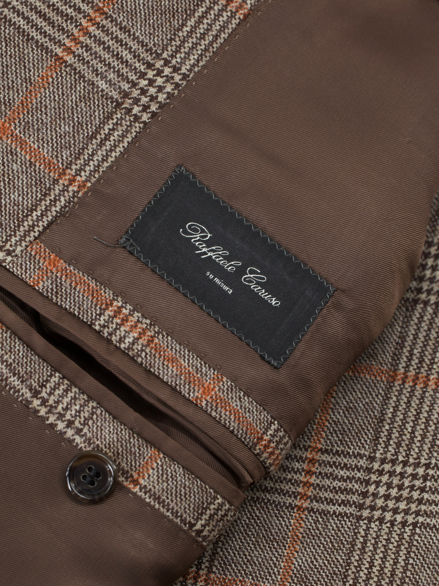 Caruso Brown & Burnt-Orange "Winter Zelander" Wool Prince of Wales Jacket