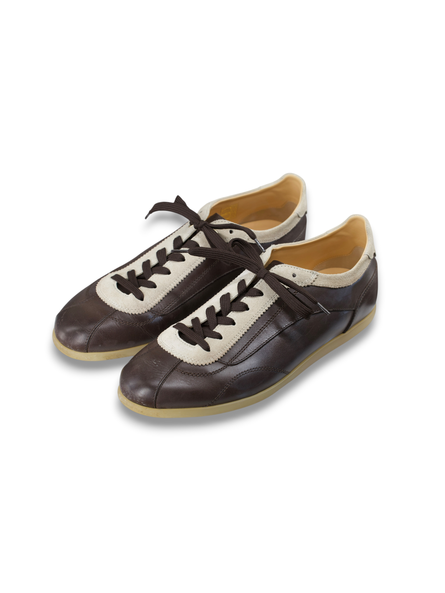 Brunello Cucinelli Dark Brown Leather Tennis-Style Sneakers