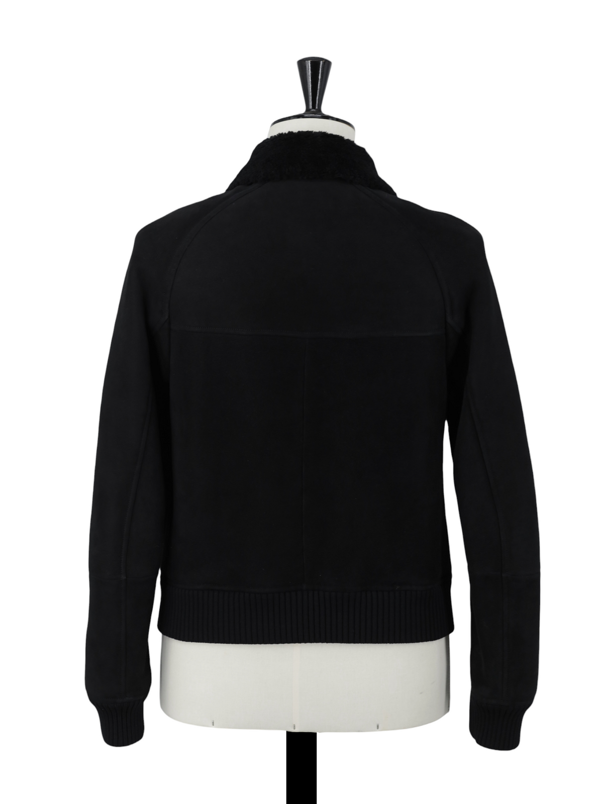 Tom Ford Black Lambskin Nubuck-Shearling Zip-Up Aviator Jacket