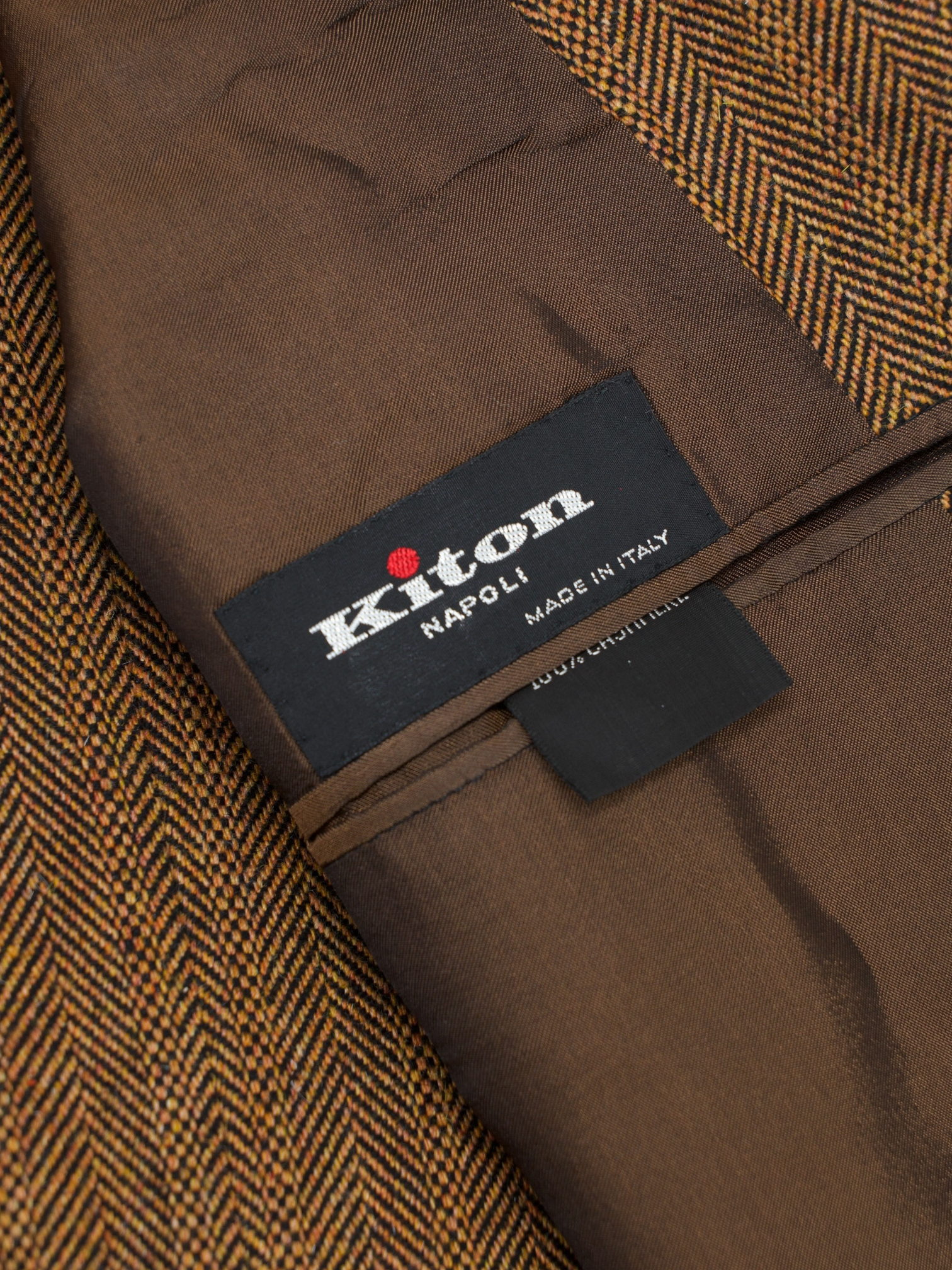 Kiton Burnt Orange Cashmere-Tweed Multicolor Herringbone Jacket