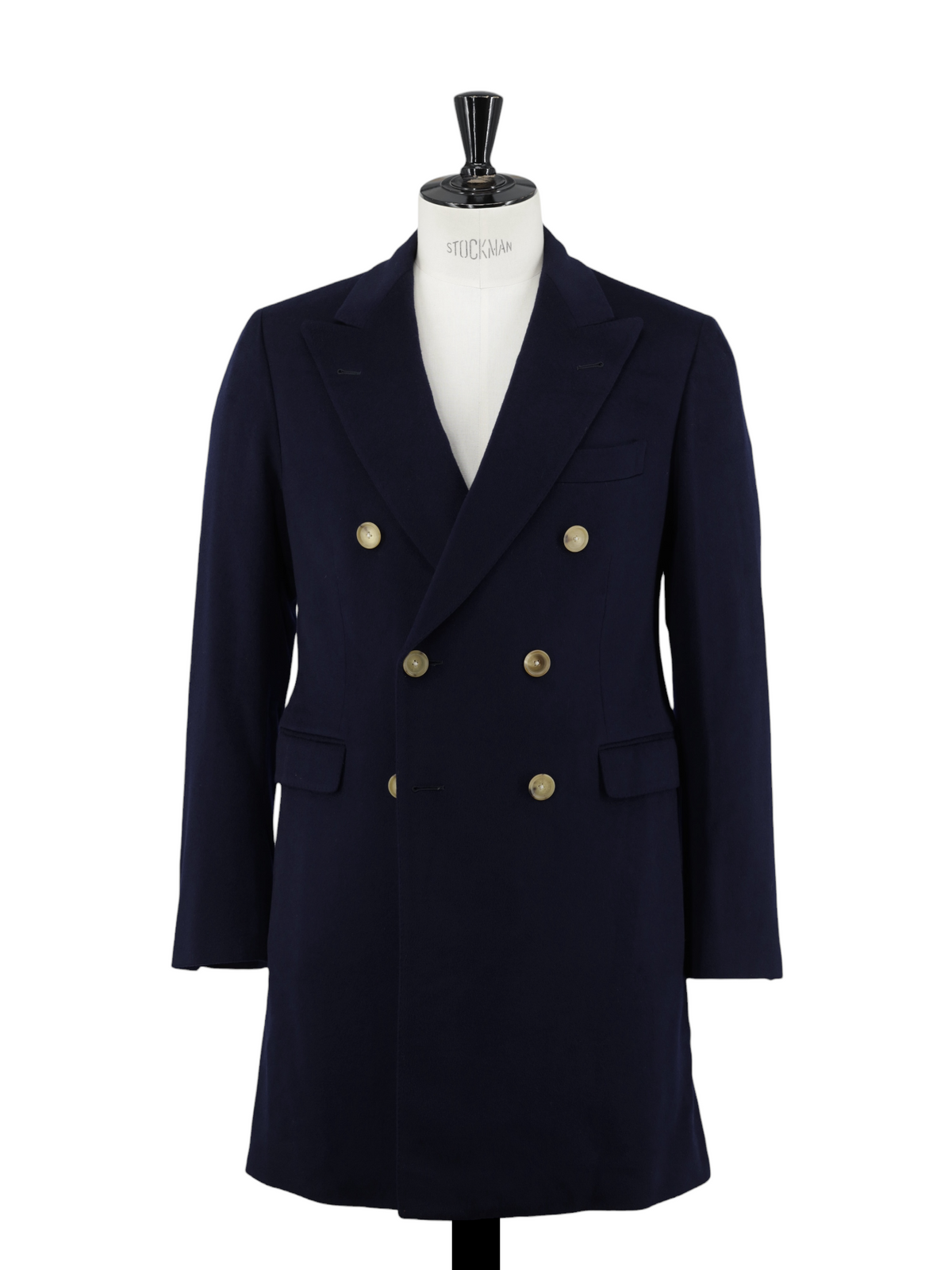 Caruso Navy Double Breasted Loro Piana Ing. Wool & Cashmere Overcoat
