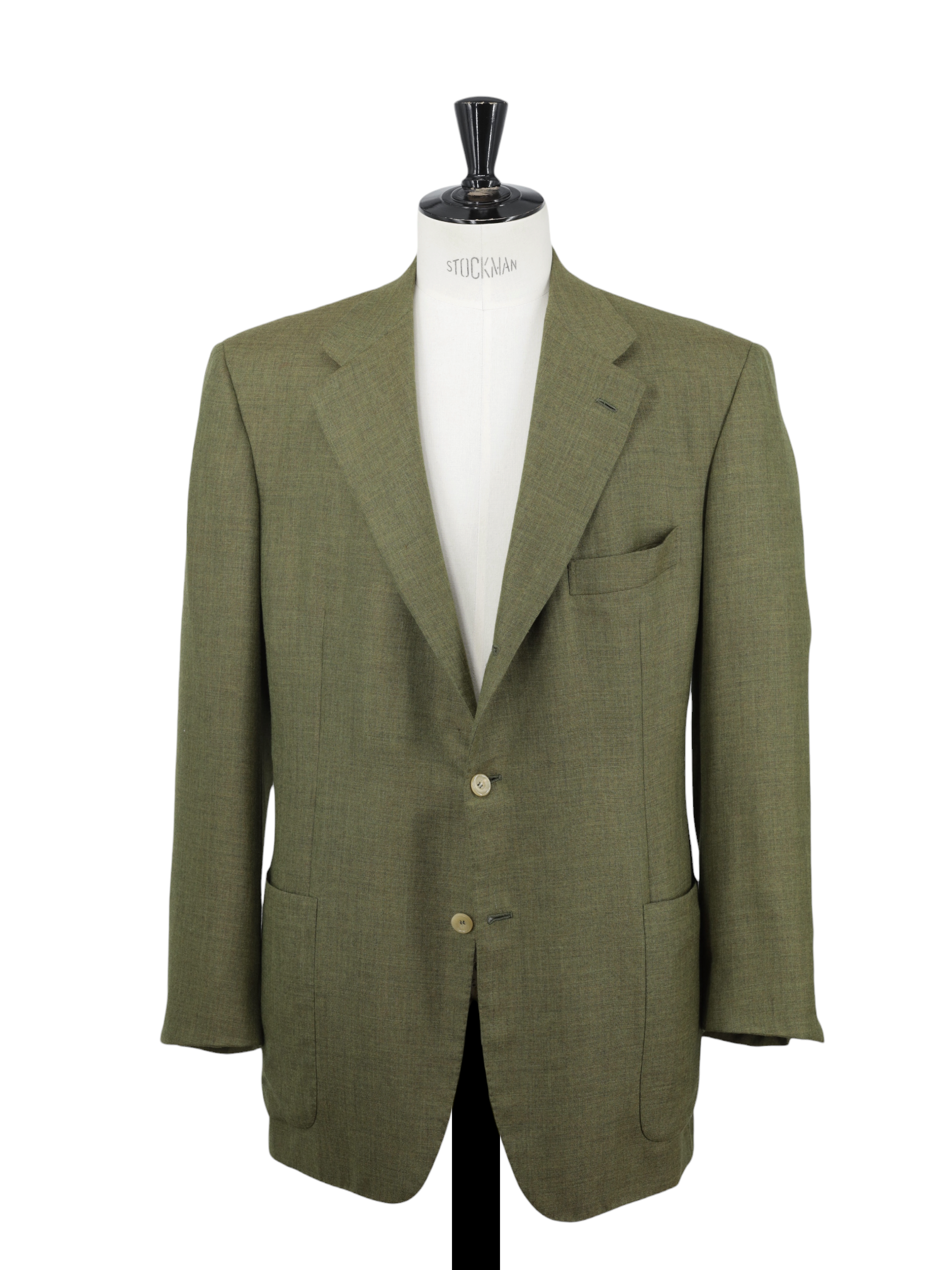 Kiton Moss Green Vintage Pure Cashmere Plain-Weave Jacket