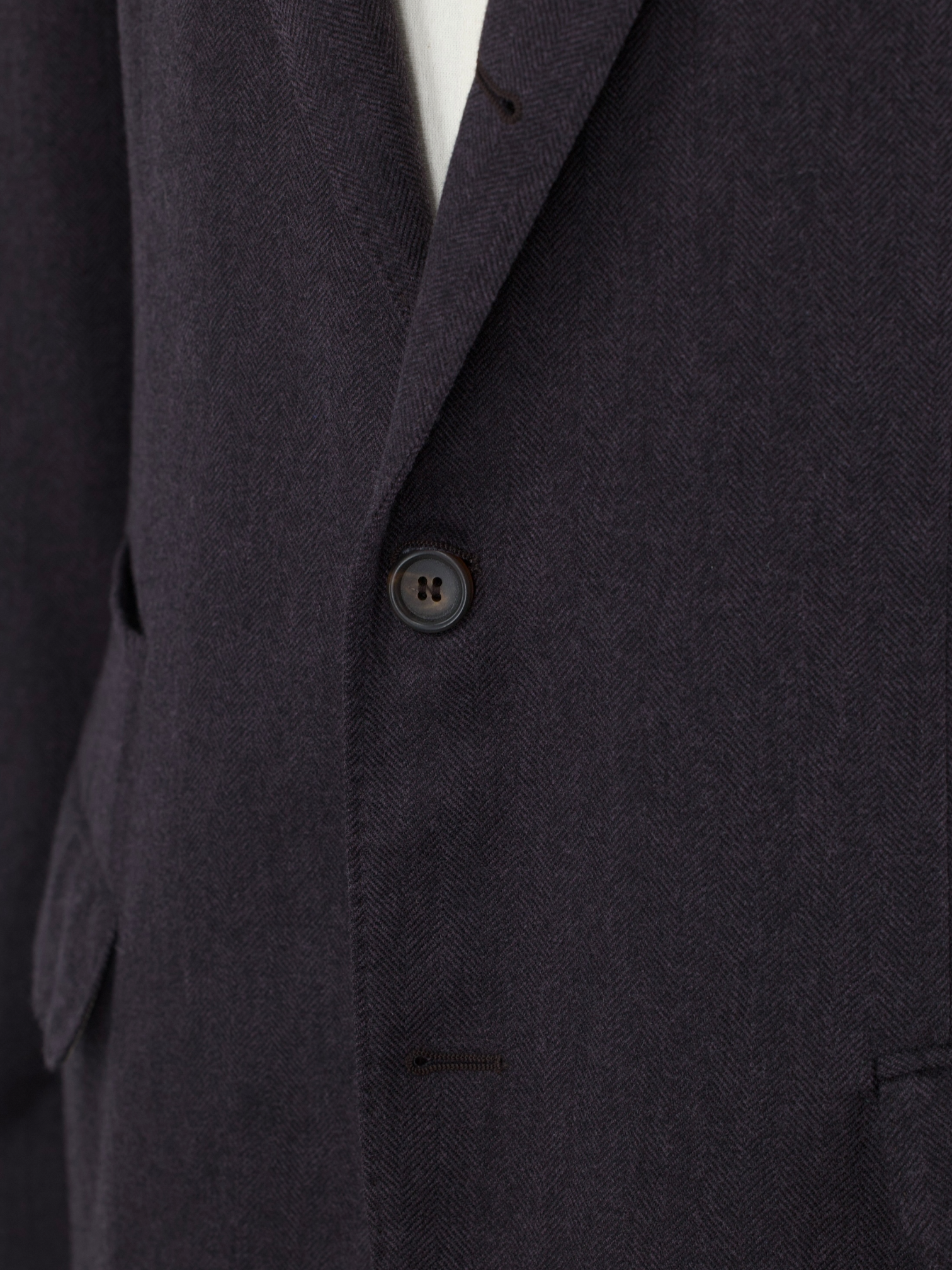 Brunello Cucinelli Aubergine Wool & Cashmere Herringbone Jacket