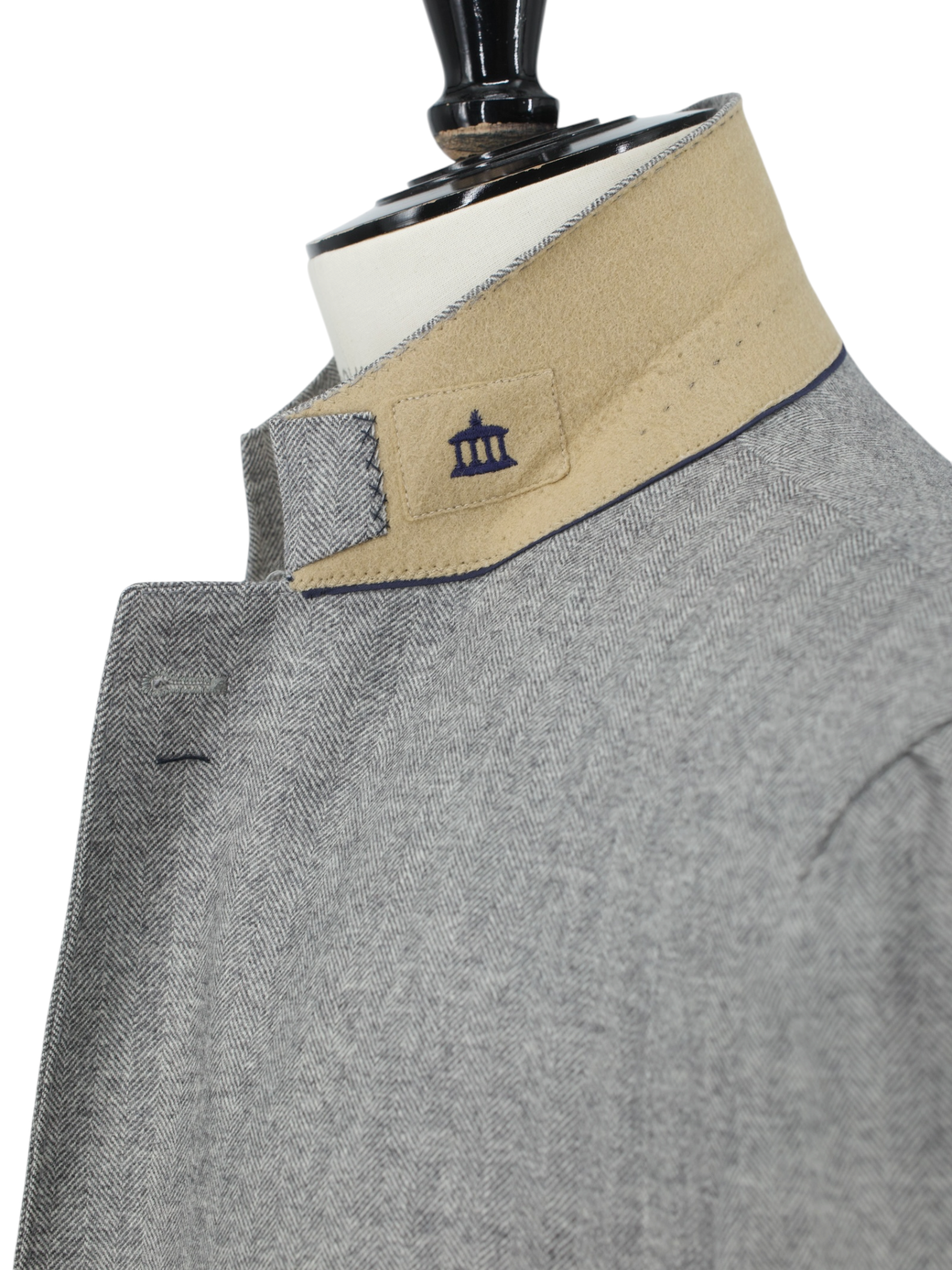 Brunello Cucinelli Grey Wool & Cashmere Elbow-Patch Herringbone Jacket