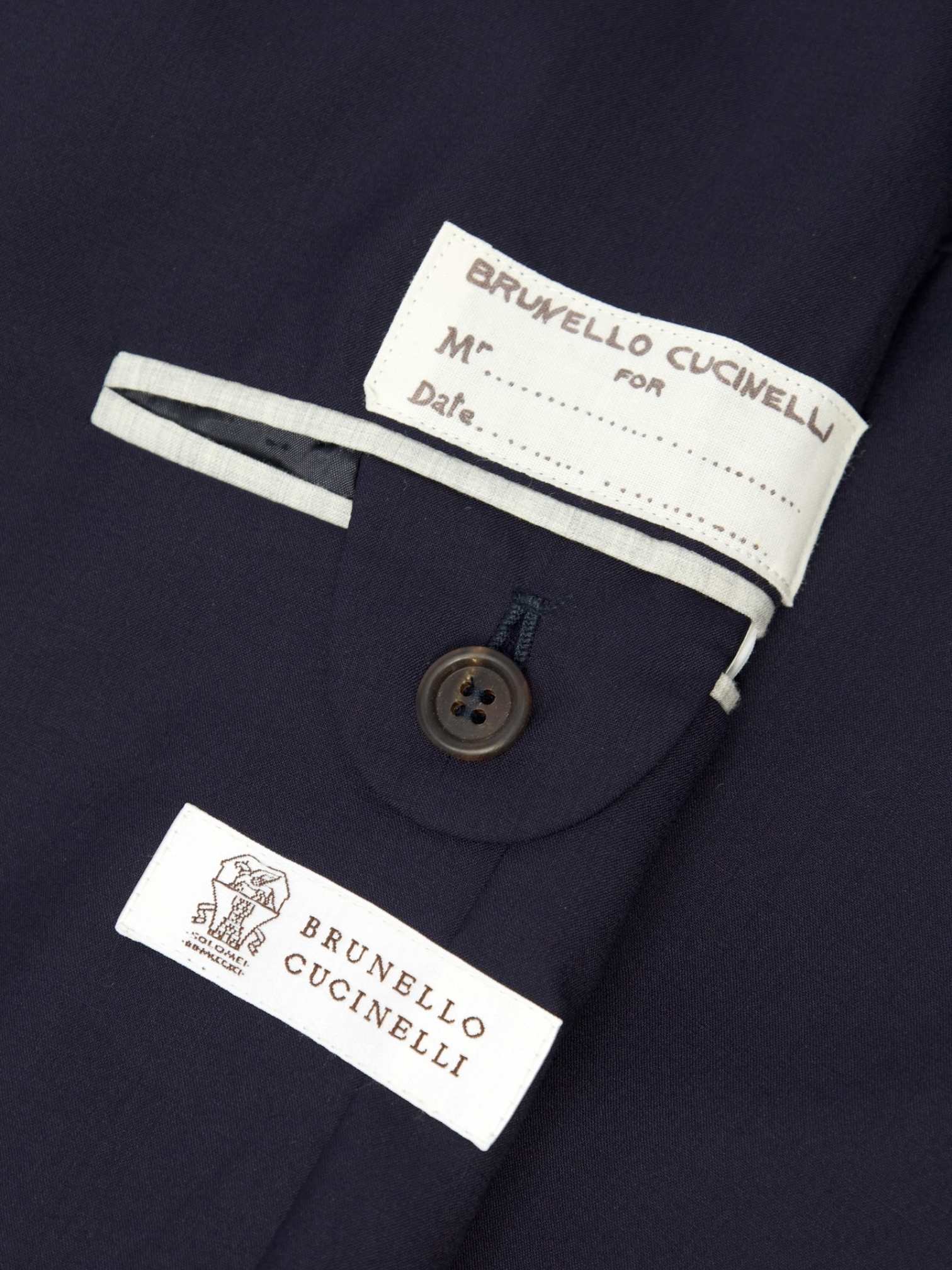 Brunello Cucinelli Navy Wool & Silk Unconstructed Jacket