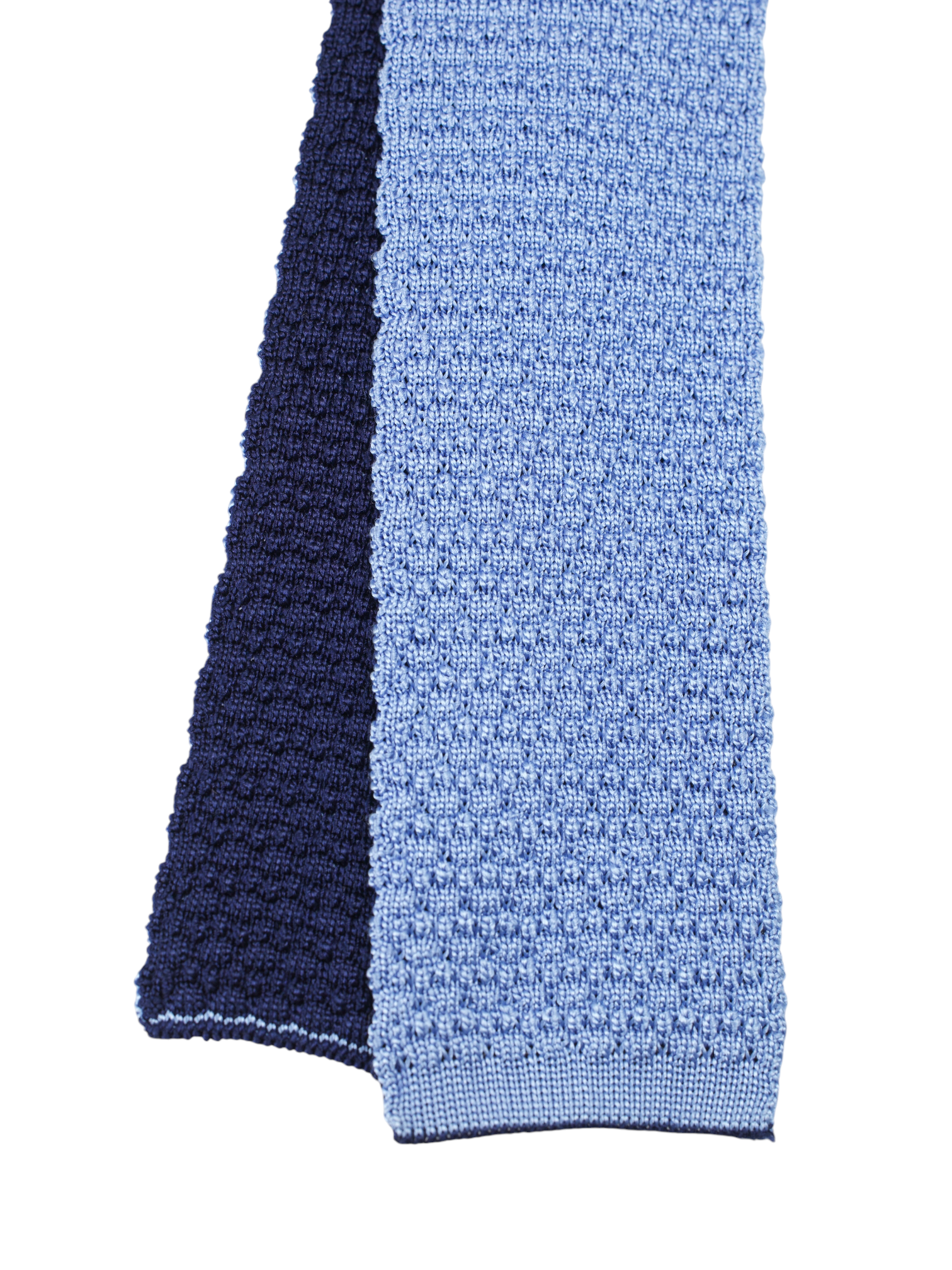 Kiton Navy & Steel Blue Reversible Knitted Silk Tie