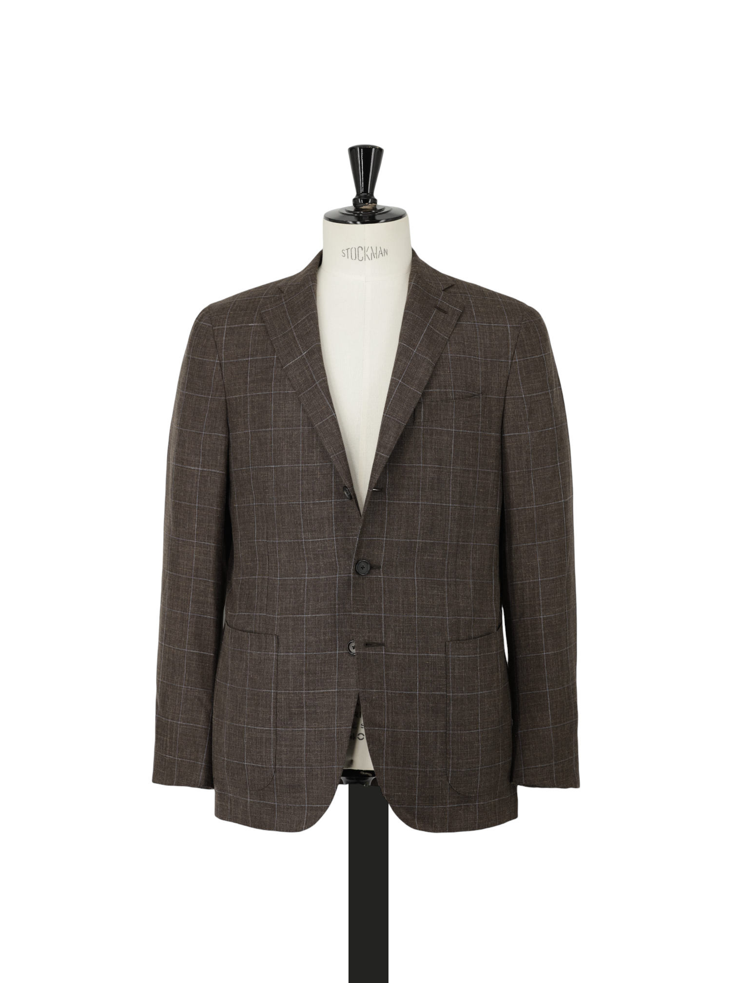 Caruso Brown Wool, Silk & Linen "Summertime" Windowpane Jacket