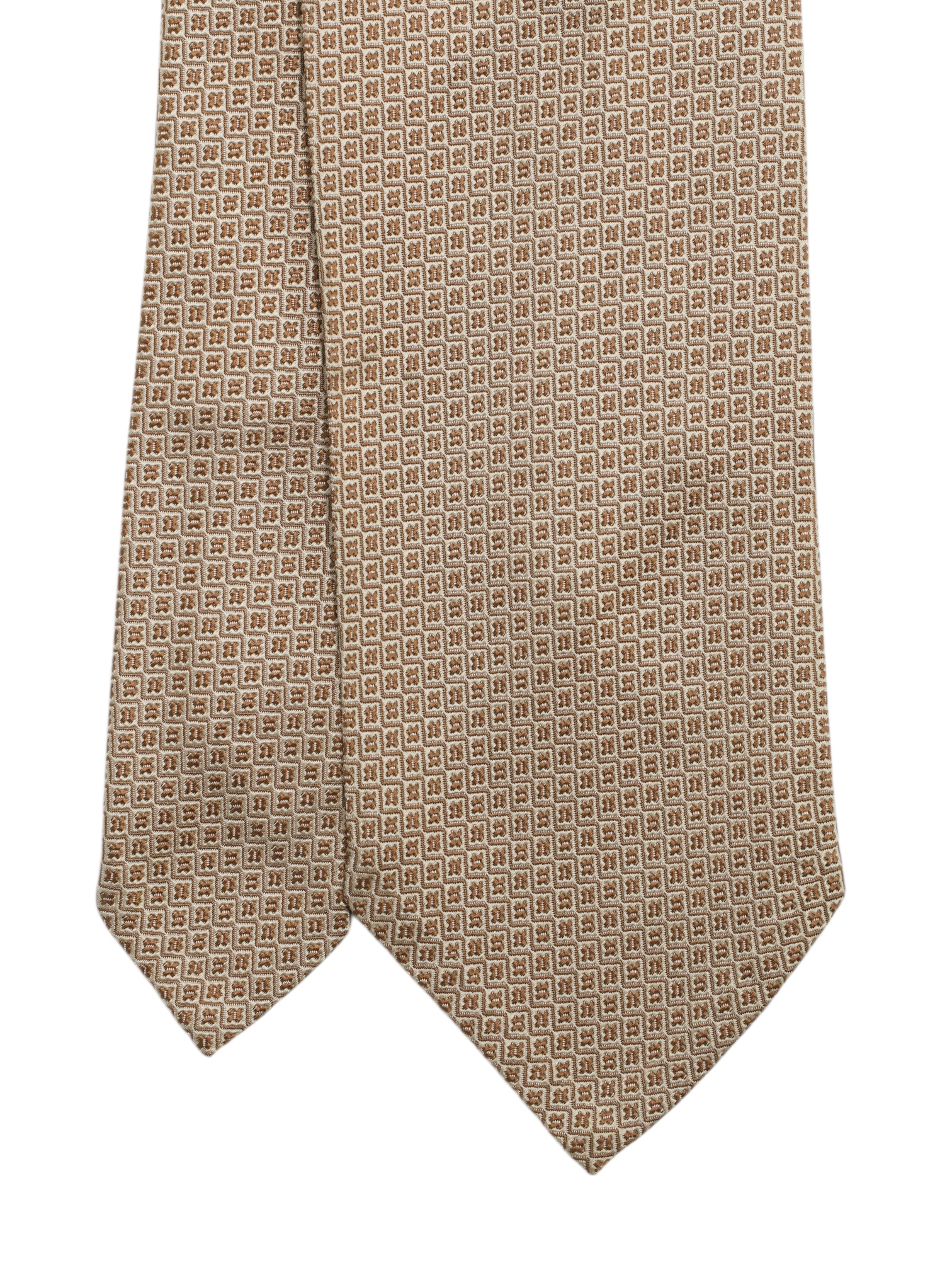 Cesare Attolini Light Brown Silk Micro Flower-Pattern Tie