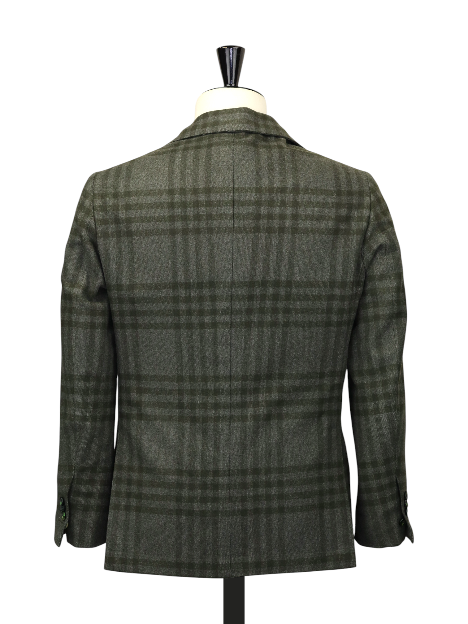 Kiton Olive Green Pure Cashmere Tartan-Check Jacket