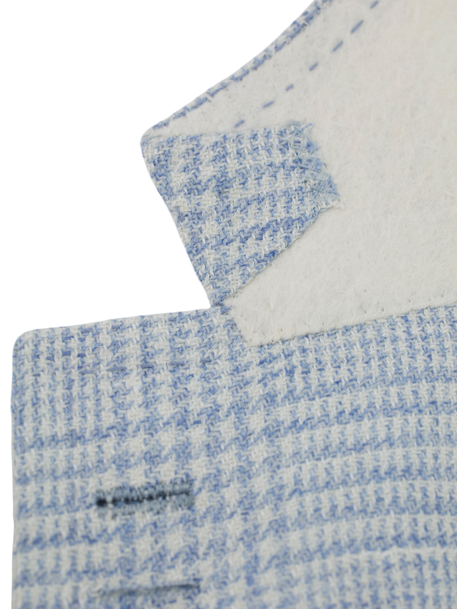 Cesare Attolini Ice Blue Wool & Linen Prince of Wales Jacket
