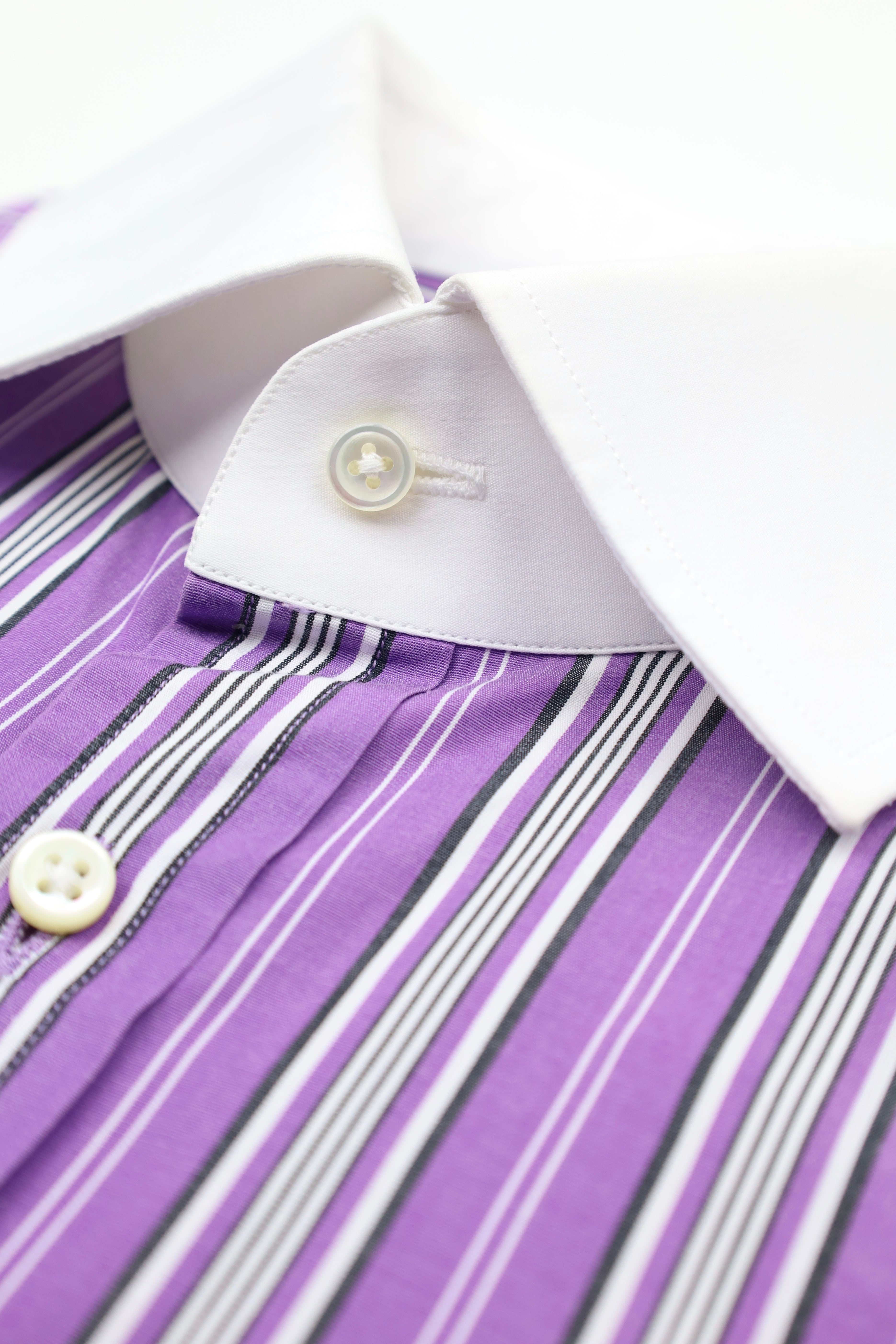 Ralph Lauren Purple Label Striped Contrast-Collar Shirt