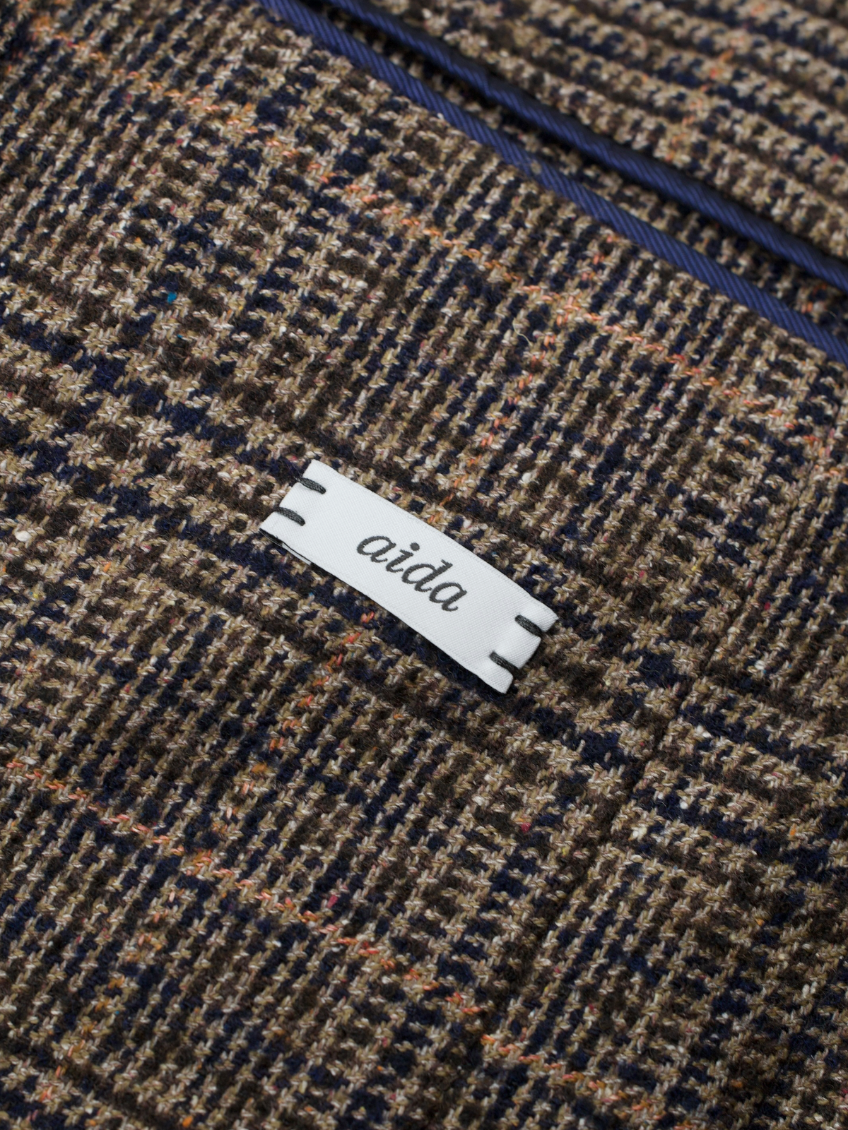 Caruso Light Brown & Orange Wool, Silk, Stretch & Cashmere Glencheck Jacket