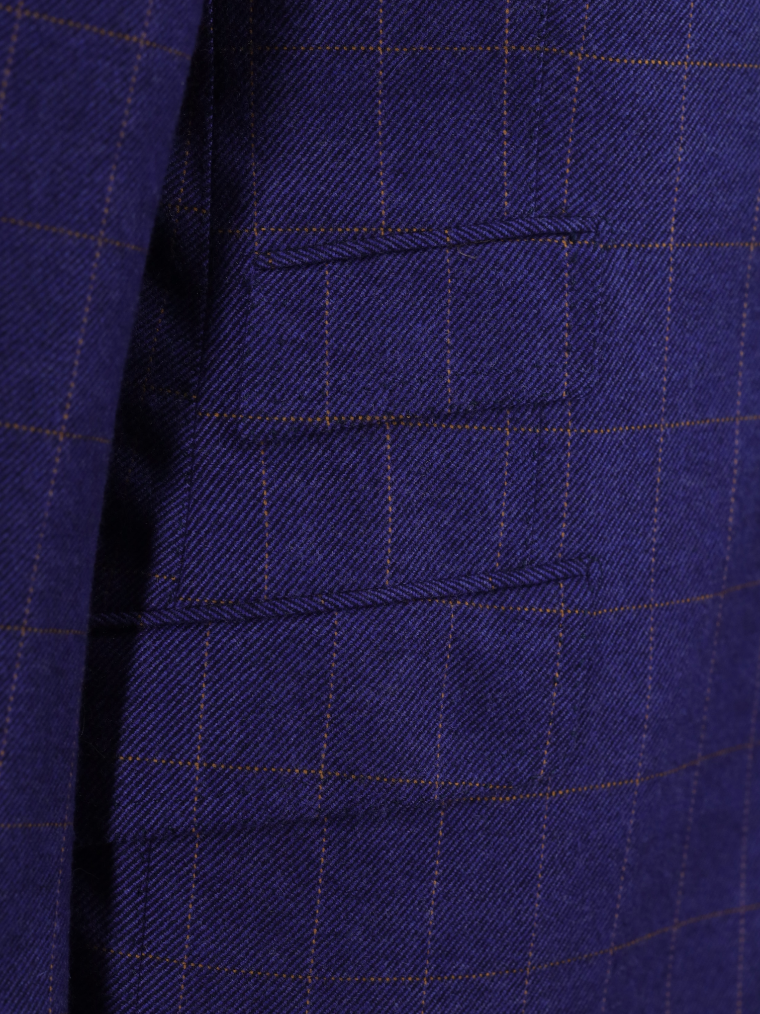 Cesare Attolini Cobalt Blue & Orange Wool Cashmere Windowpane Jacket