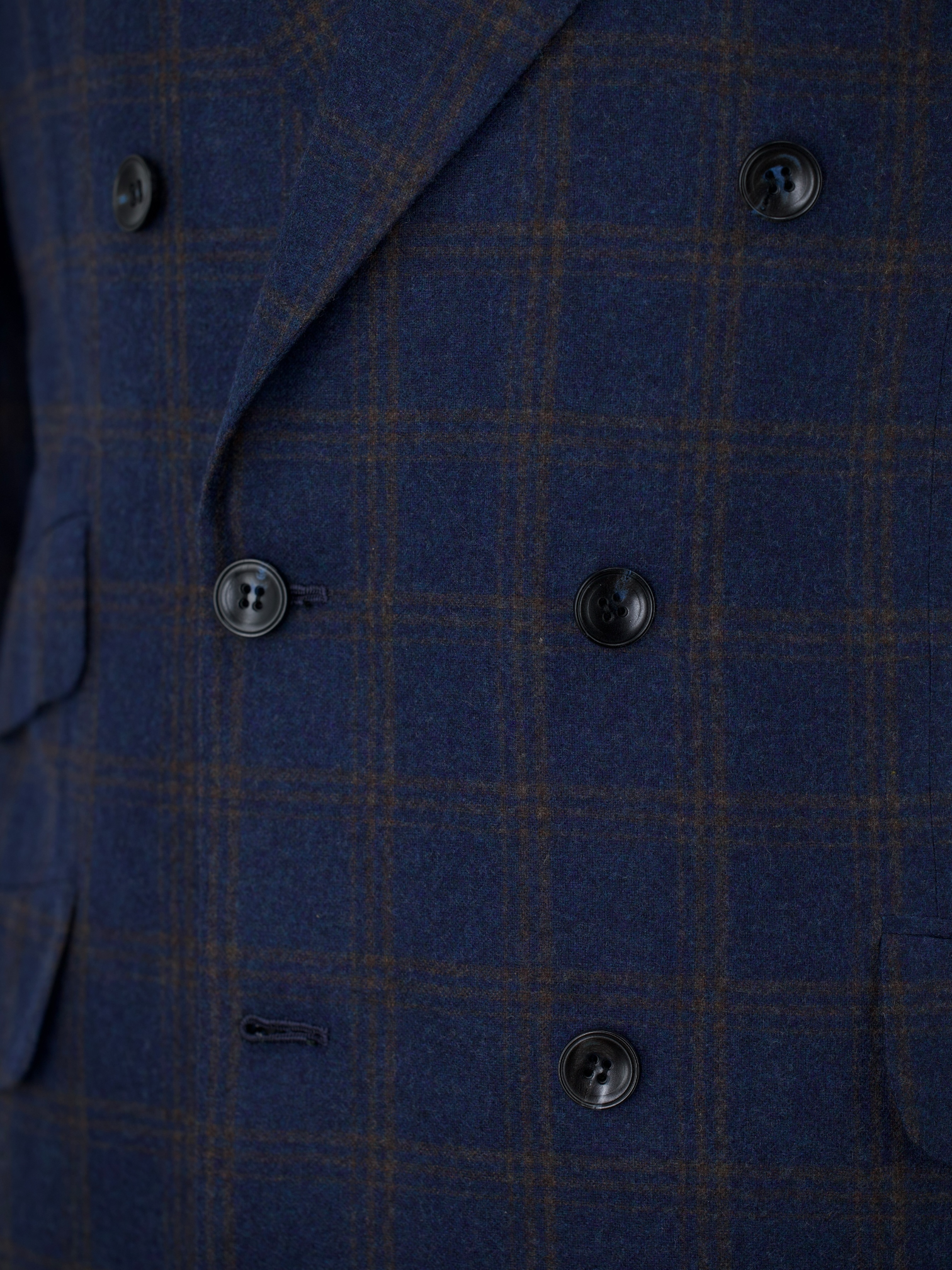 Kiton Dark Blue & Brown Pure Cashmere Double-Breasted "Evo" Jacket