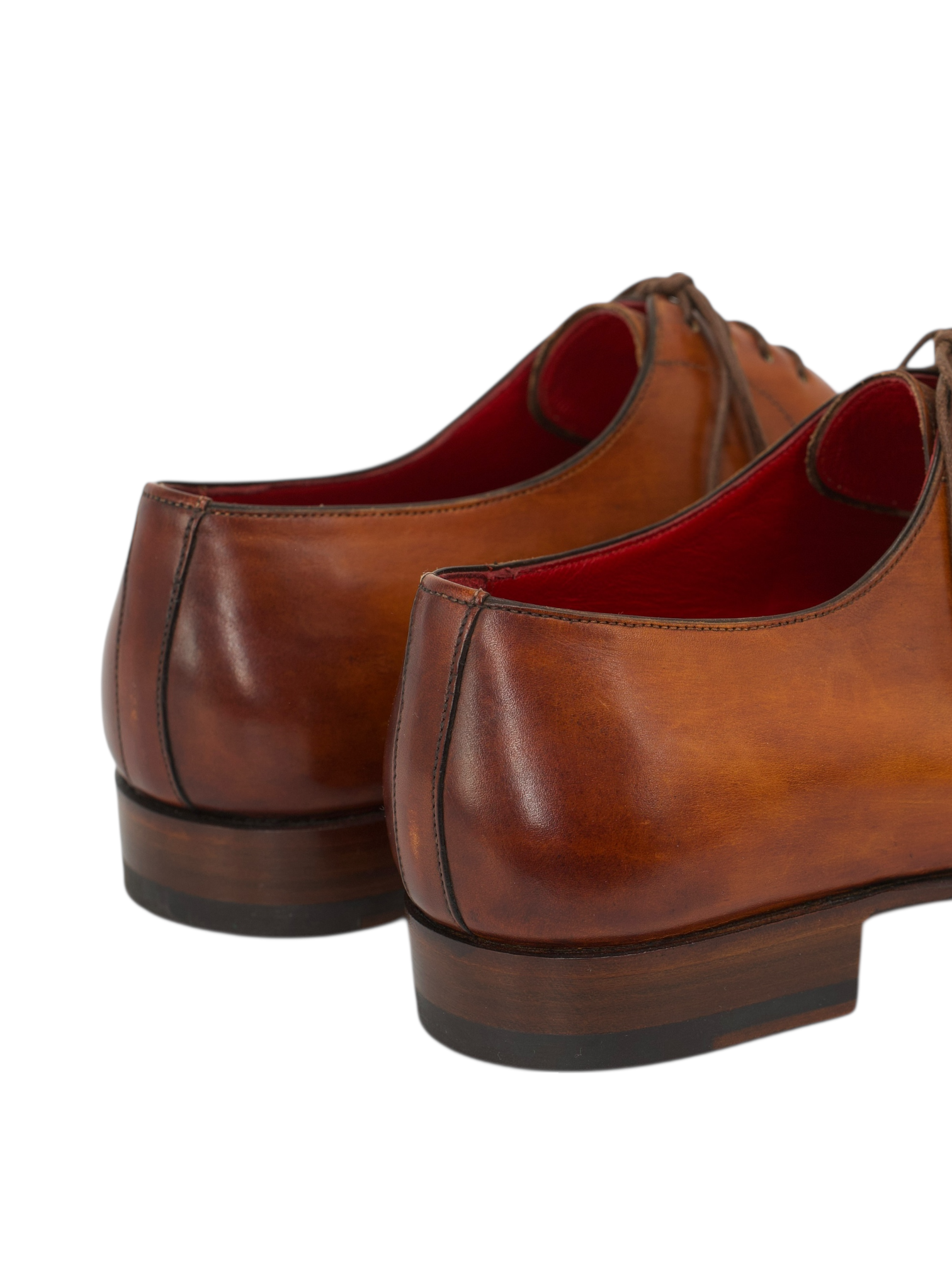 Santoni Cognac Brown Calfleather Handpainted Derby Shoes