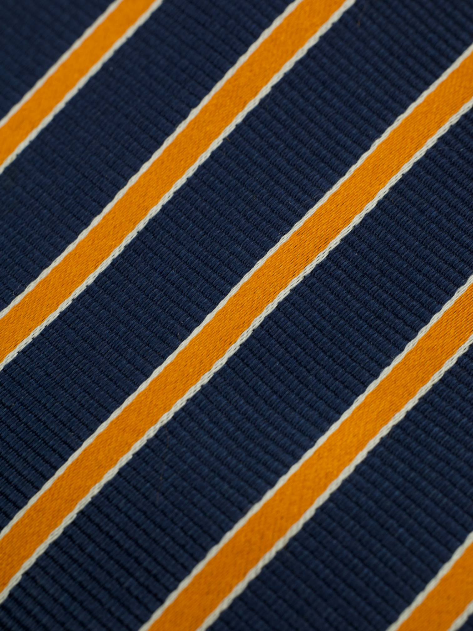 Kiton 5-Fold Dark Blue & Orange Silk Striped Tie