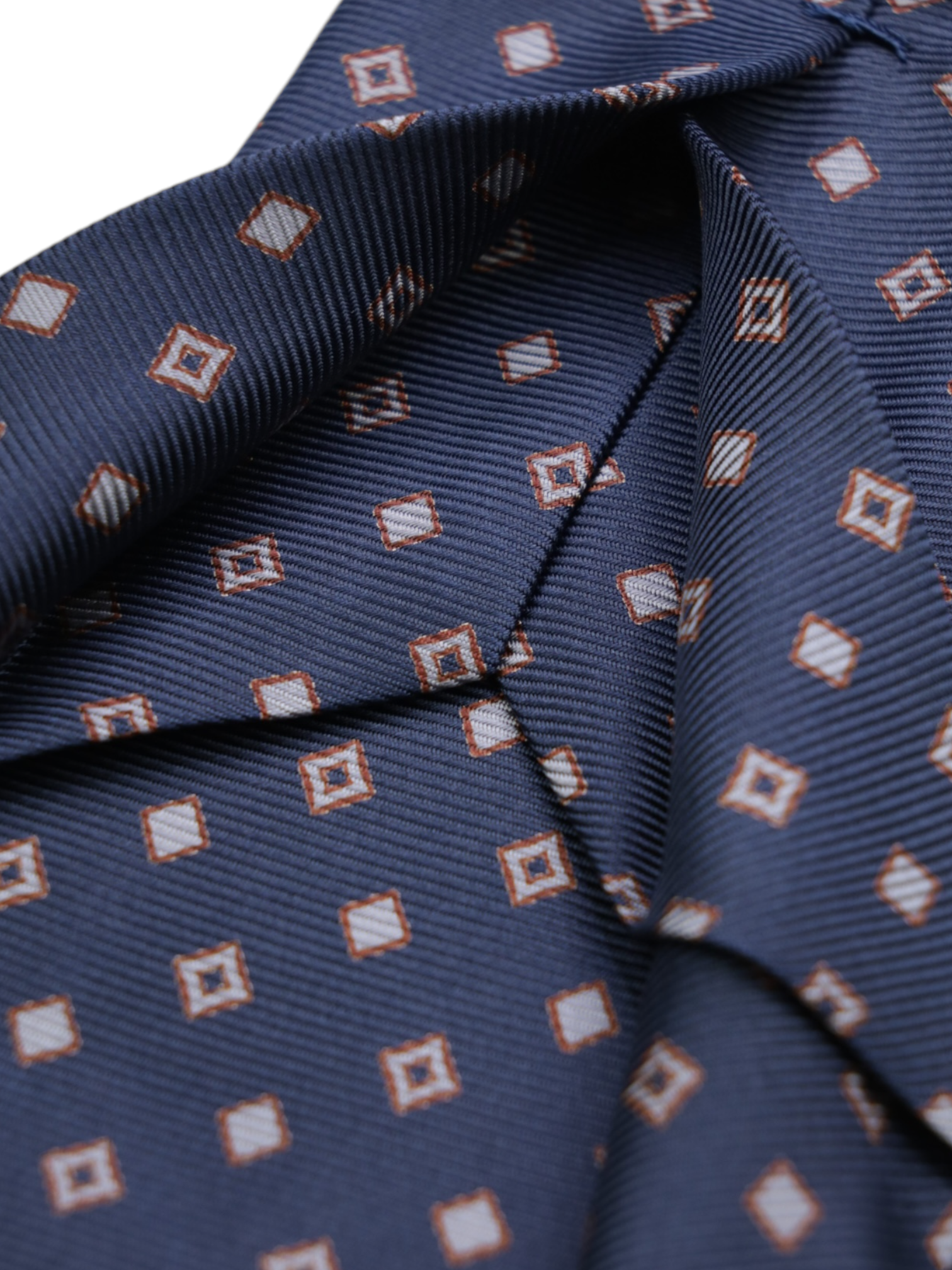 Kiton 5-Fold Dark Blue & Red Silk Diamond Pattern Tie
